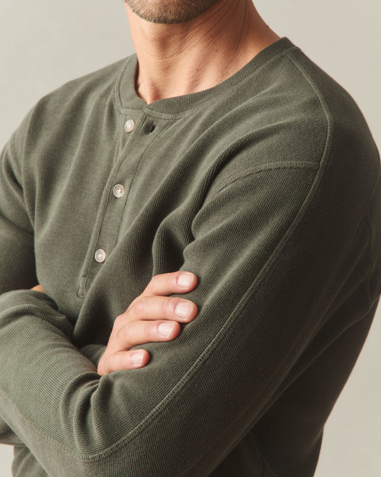 Men's French Rib Henley - Loden