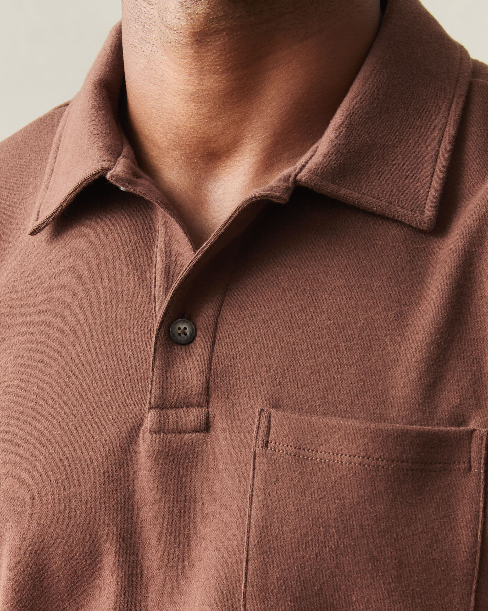 Men's Brushed Long Sleeve Polo - Tiramisu Heather