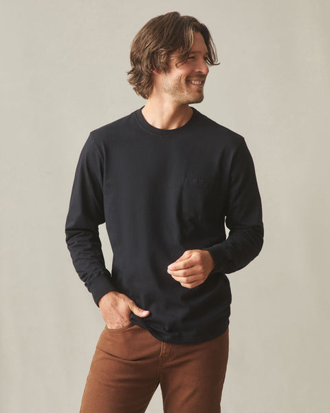 Men's Long Sleeve Pocket Tee - Black