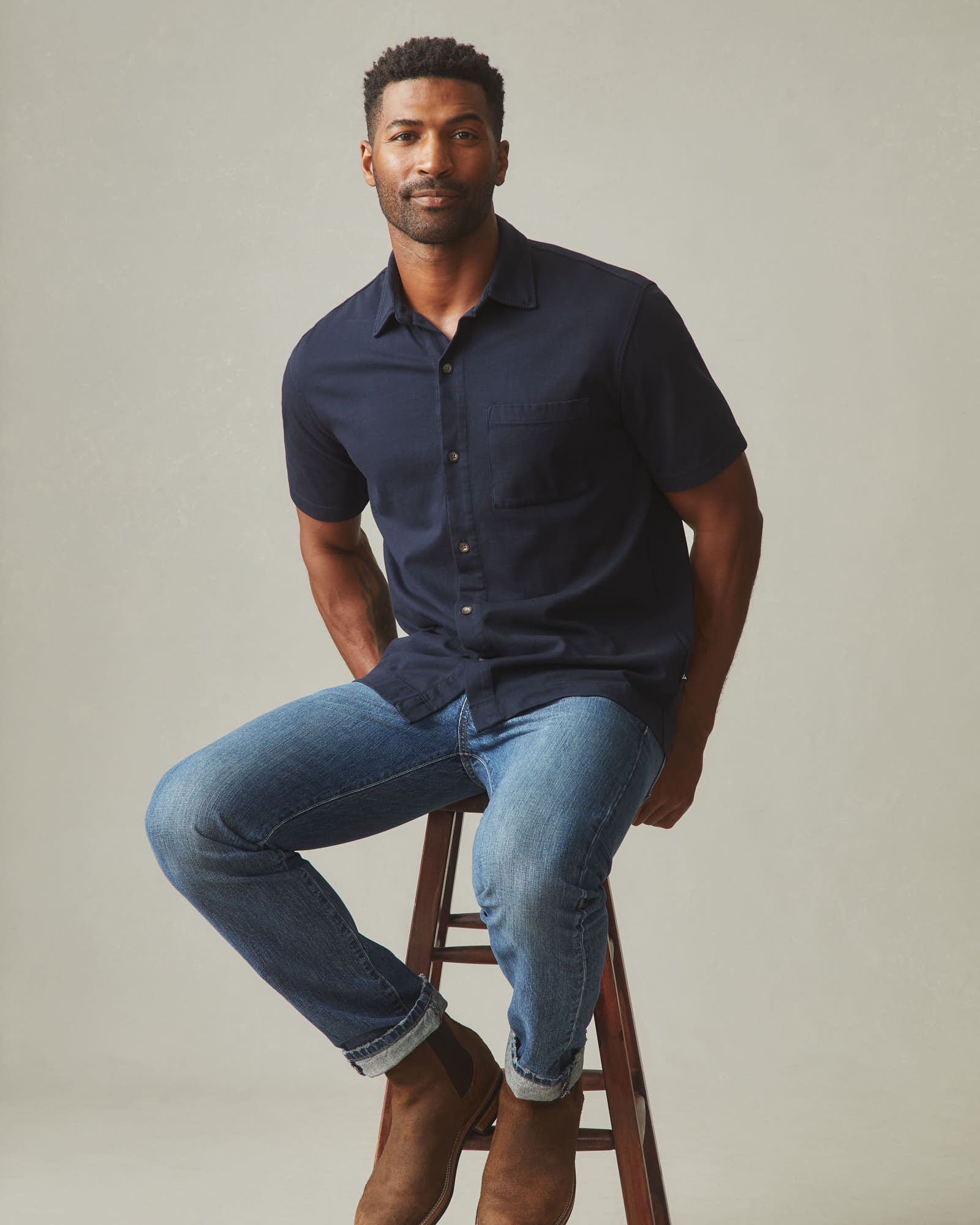 Men's Resort Shirt - Dress Navy L Men's Resort Shirt - Dress Navy L