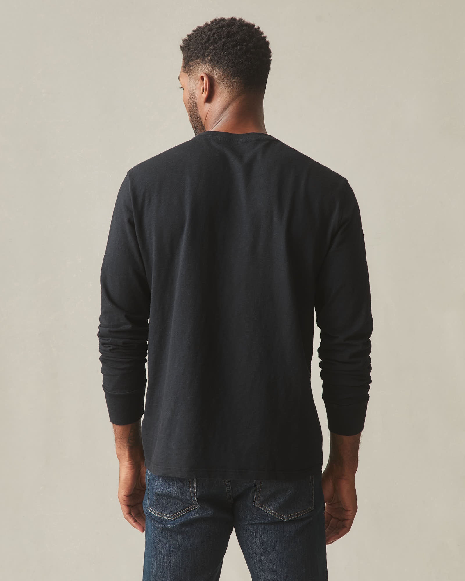 Men's Premium Slub Crew Tee Long Sleeve - Black
