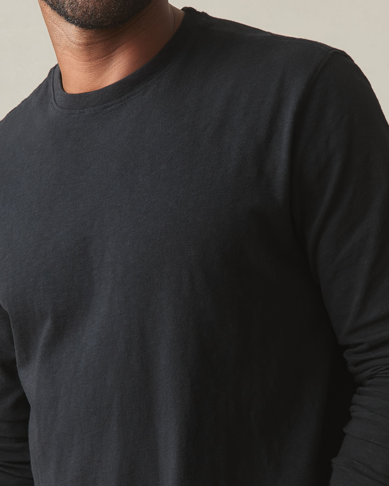 Men's Premium Slub Crew Tee Long Sleeve - Black