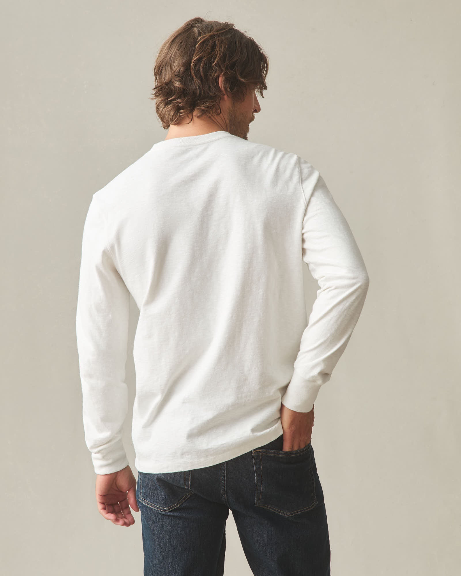 Men's Premium Slub Long Sleeve Crew Tee - Bone