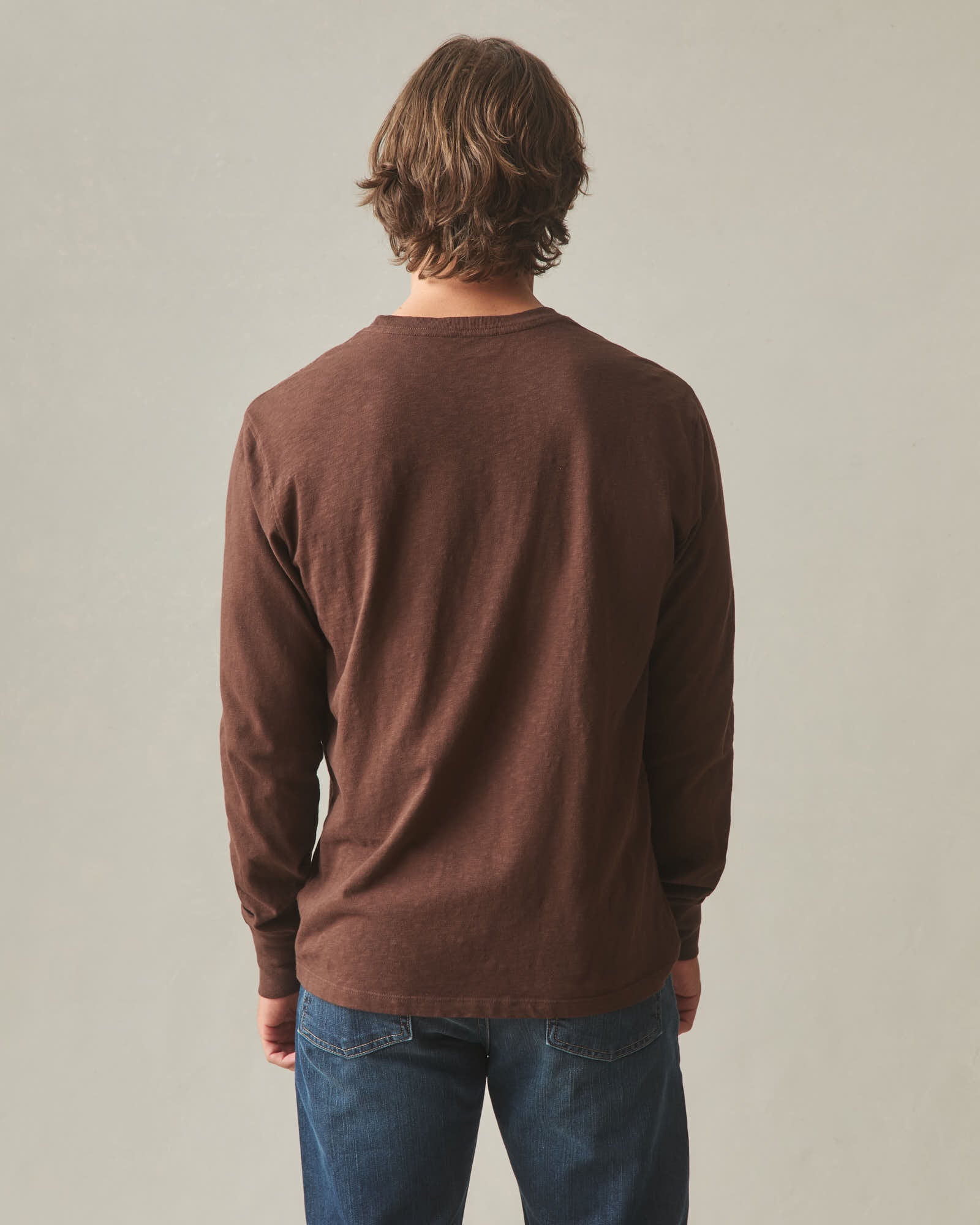 Men's Premium Slub Crew Tee Long Sleeve - Chicory Coffee