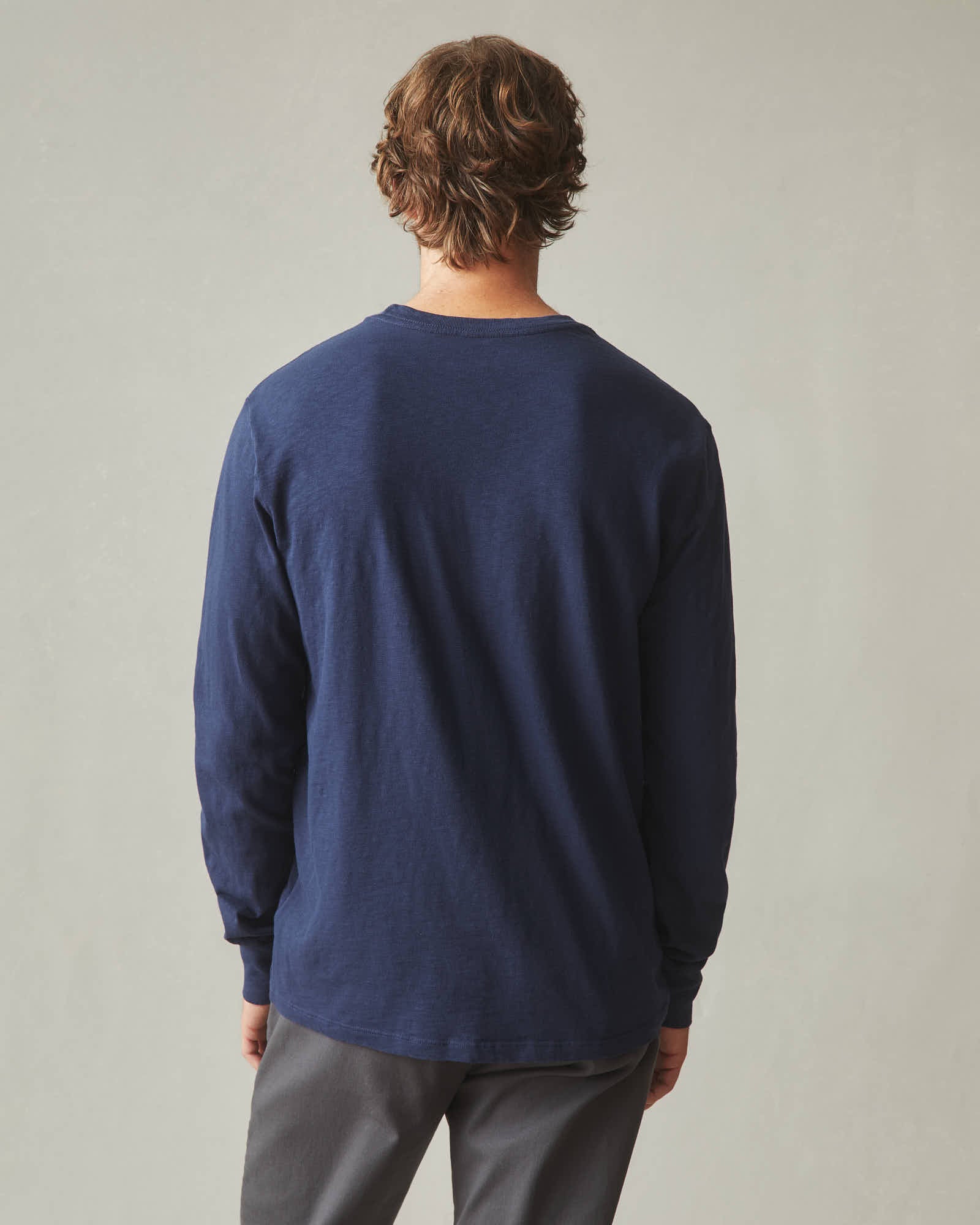 Men's Premium Slub Long Sleeve Crew Tee - Navy