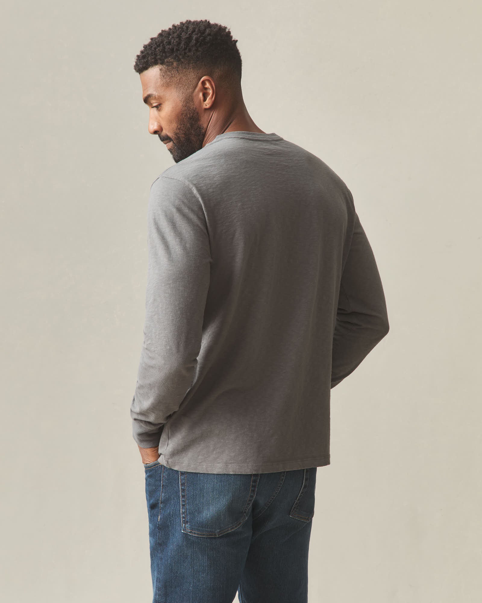 Men's Premium Slub Crew Tee Long Sleeve - Thunderstorm