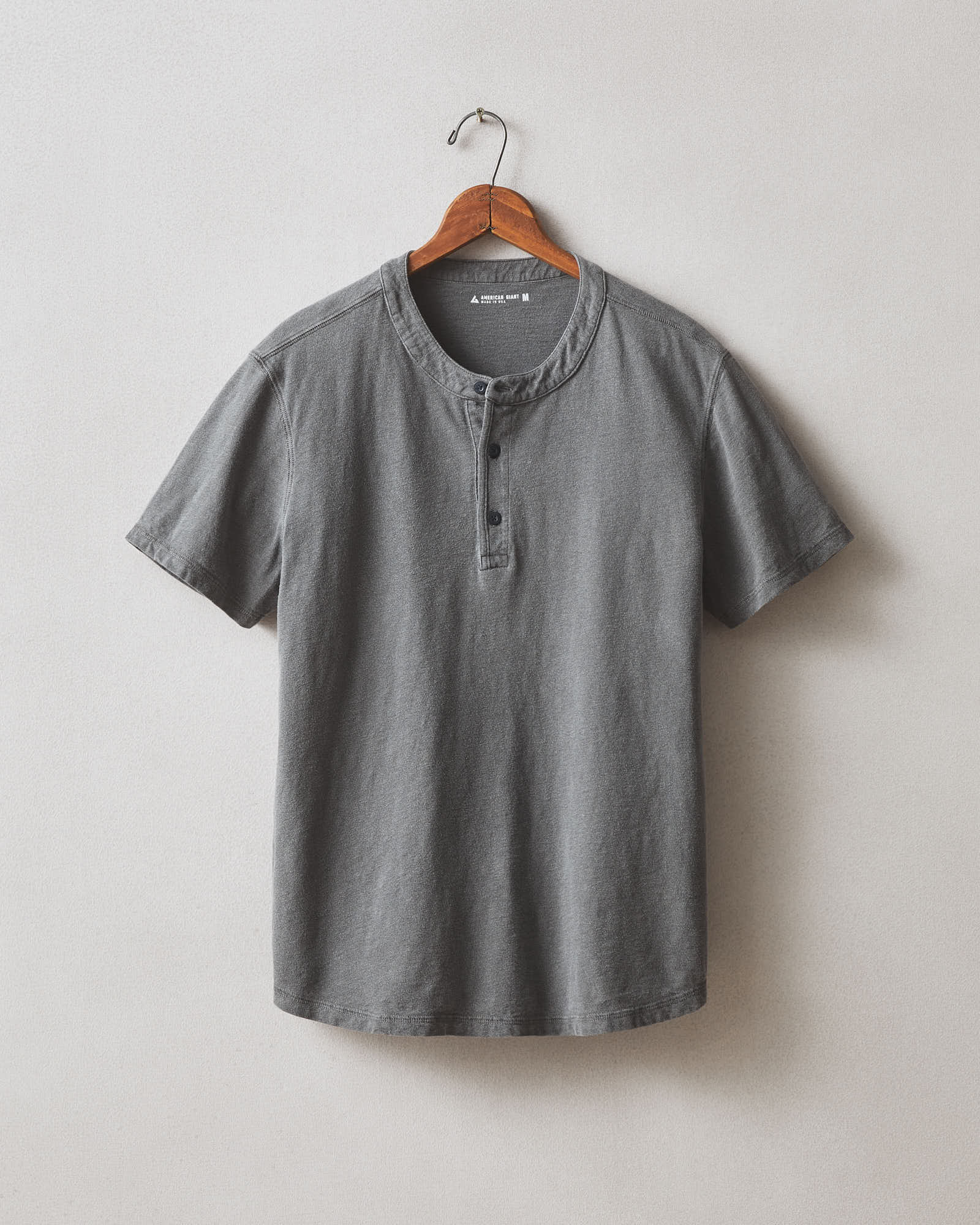 トップス archive slub henley charcoal tee grunge Men's Broken-In Premium Slub Henley - Washed Dark Charcoal