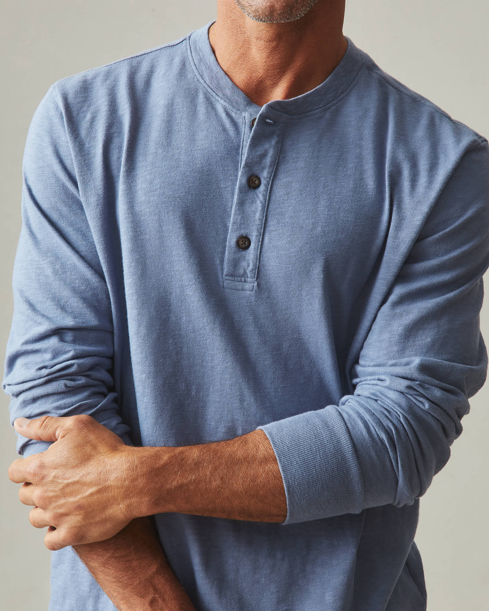 Premium Slub Henley Tee Long Sleeve Wild Wind