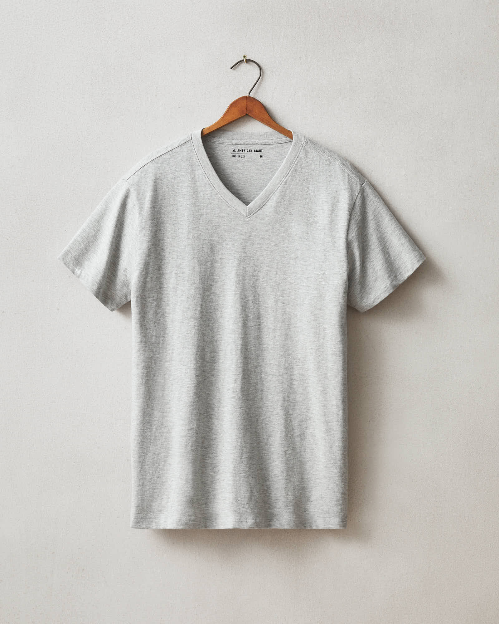 Men s Classic Cotton V Neck Tee Athletic Heather by American Giant Made in The USA Size XL
