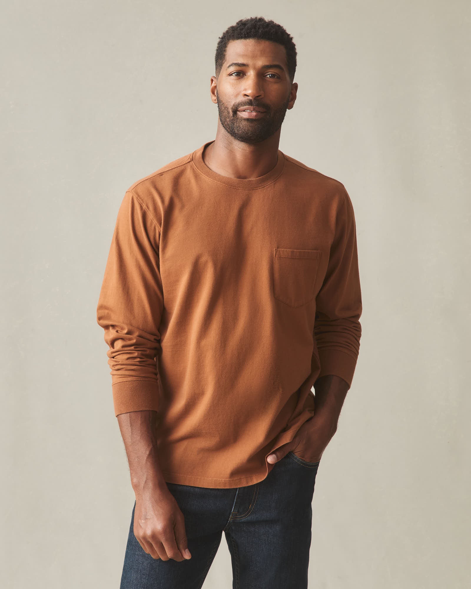 Men's Long Sleeve Pocket Tee - Tortoise Shell