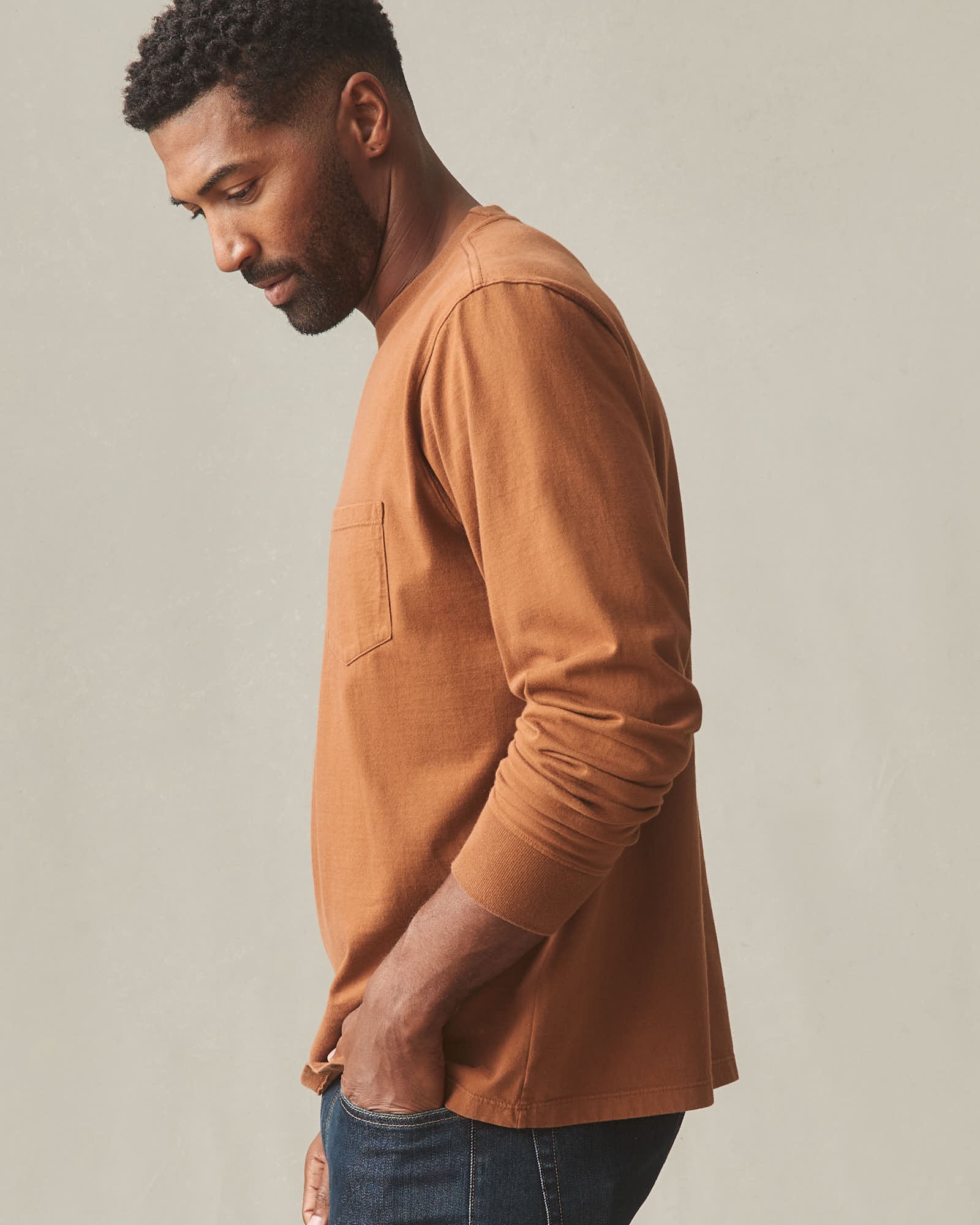 Men's Long Sleeve Pocket Tee - Tortoise Shell