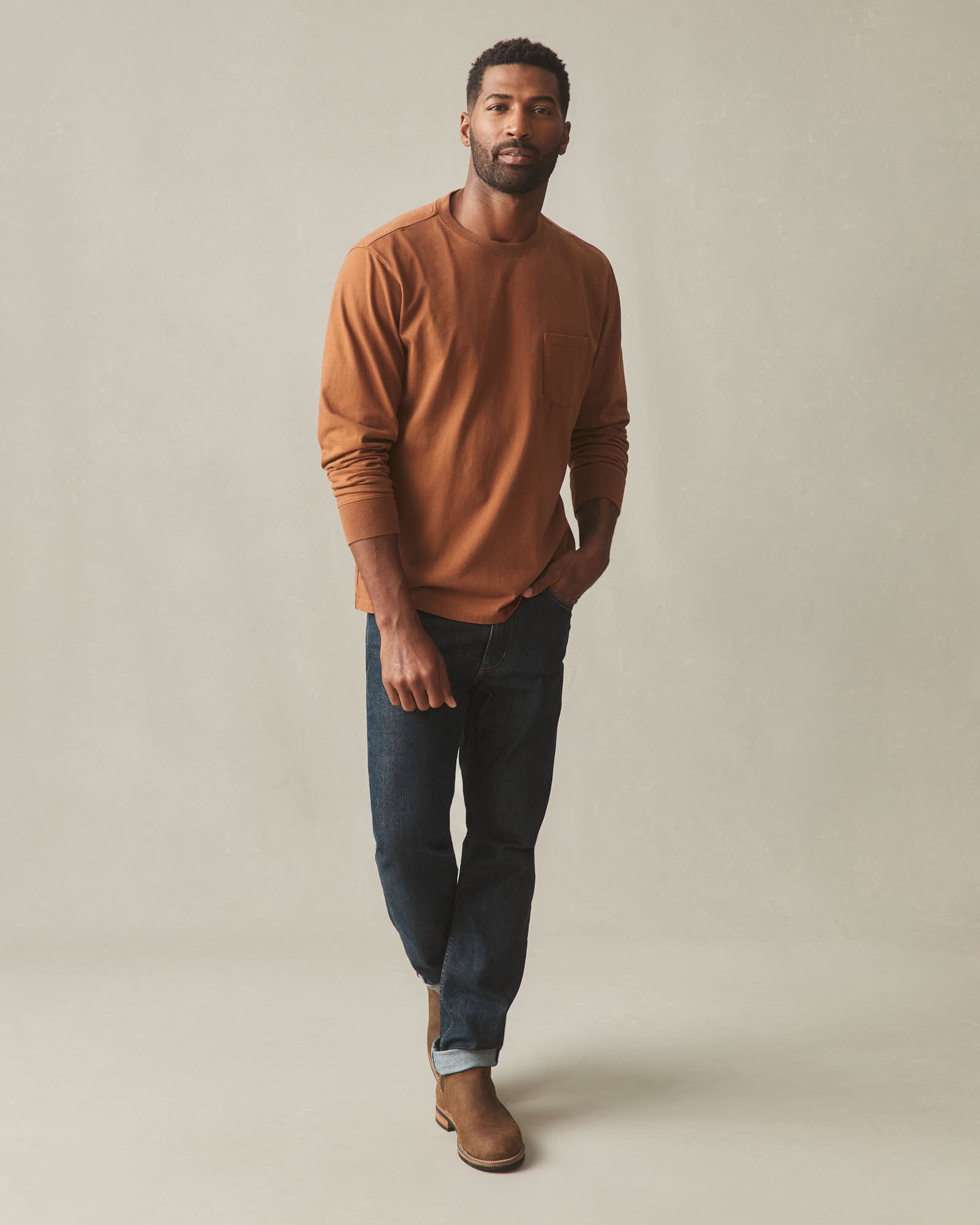 Men's Long Sleeve Pocket Tee - Tortoise Shell
