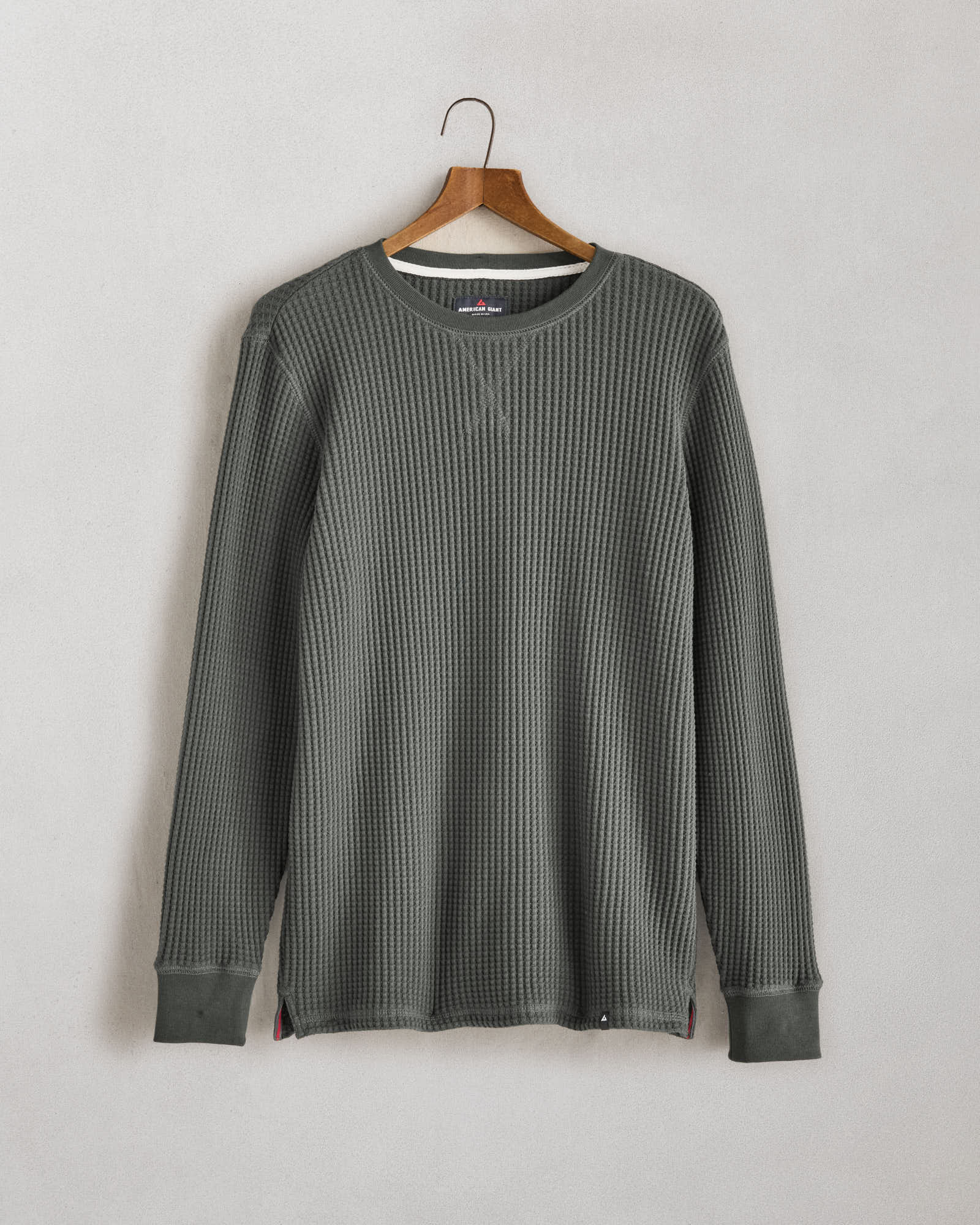 Deuxieme Classe⭐︎ AMERICANA WAFFLE LON T Men's Waffle Long Sleeve Crew - Slate