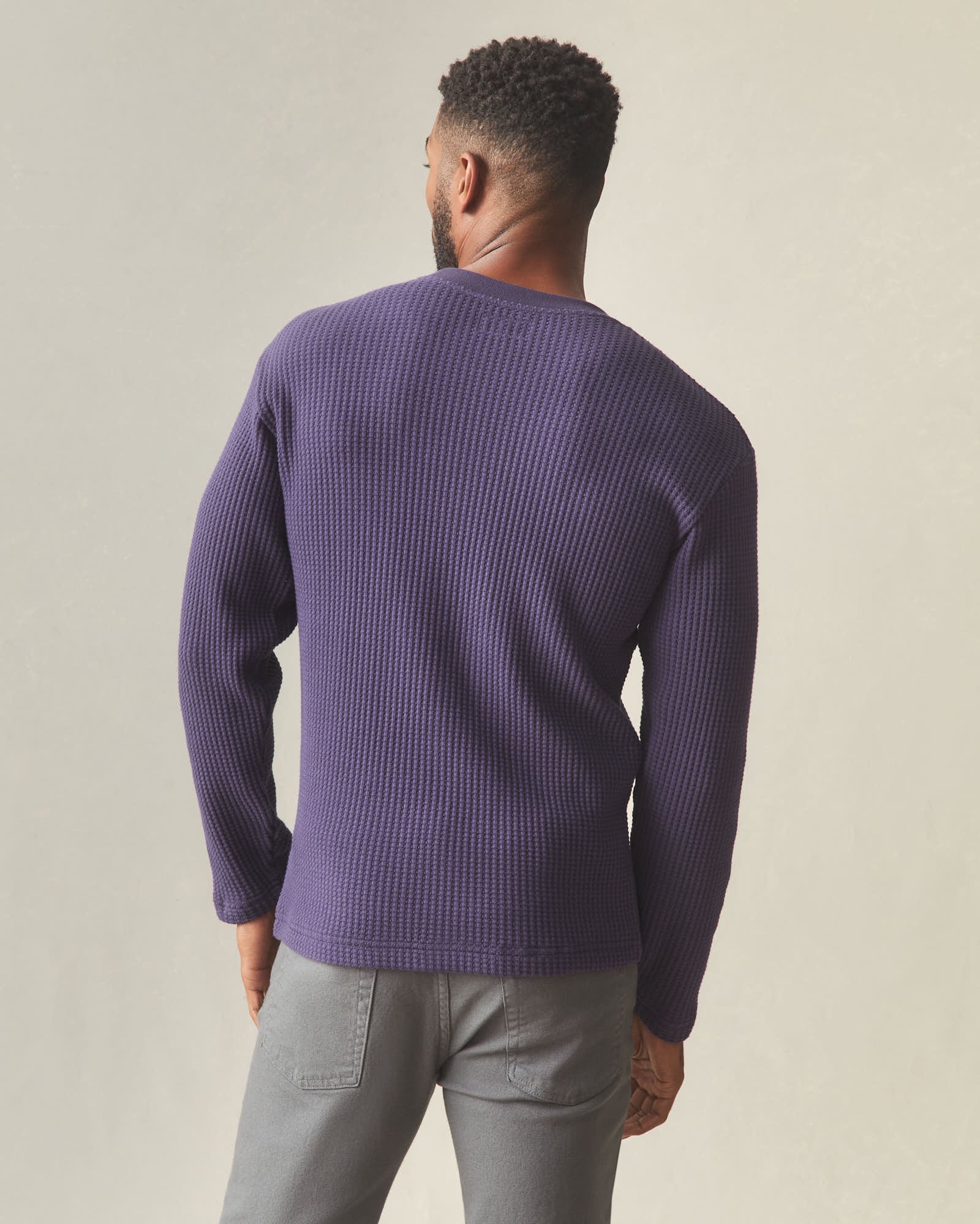 Men's Waffle Long Sleeve Crew - Purple Velvet