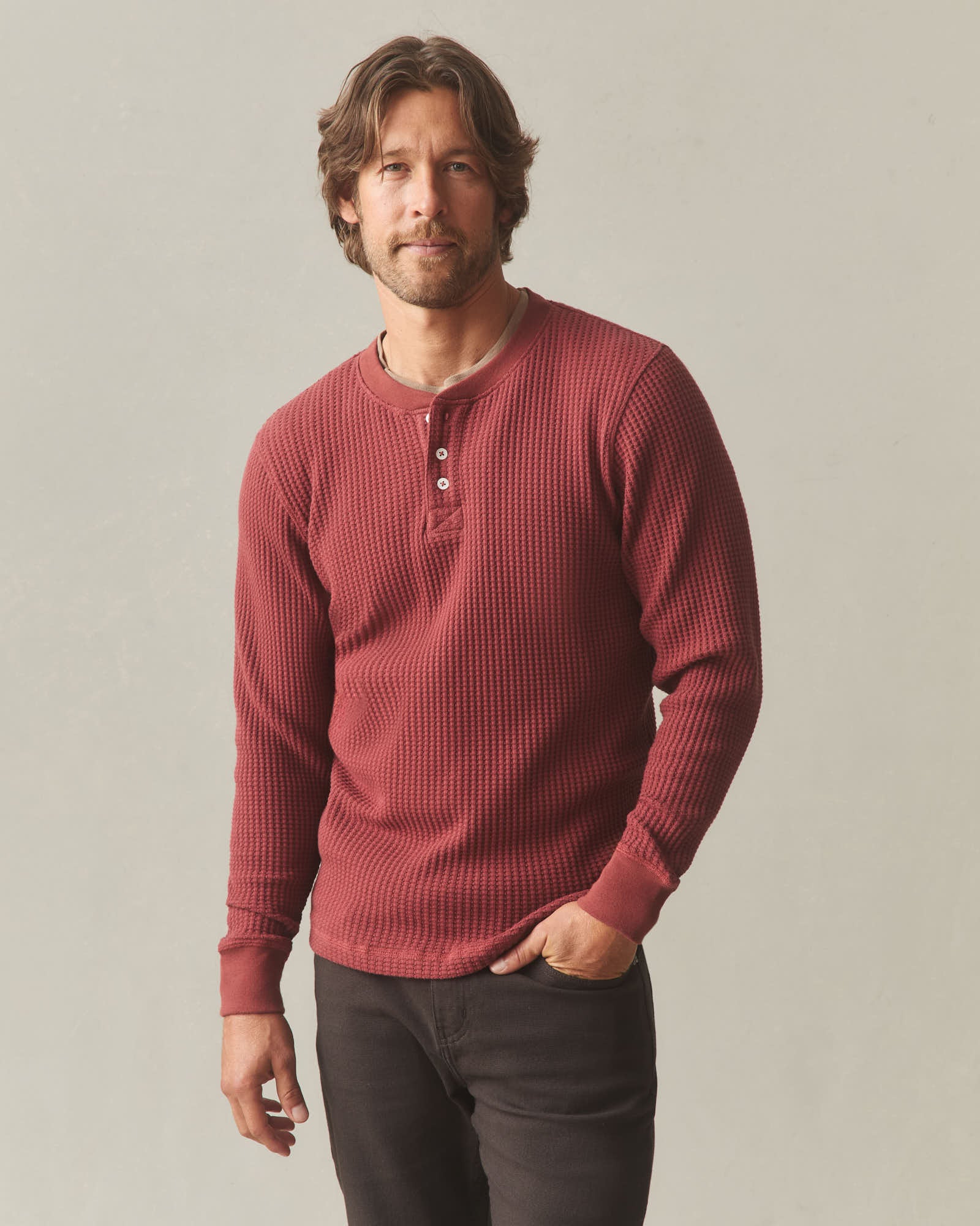 Men's Waffle Long Sleeve Henley