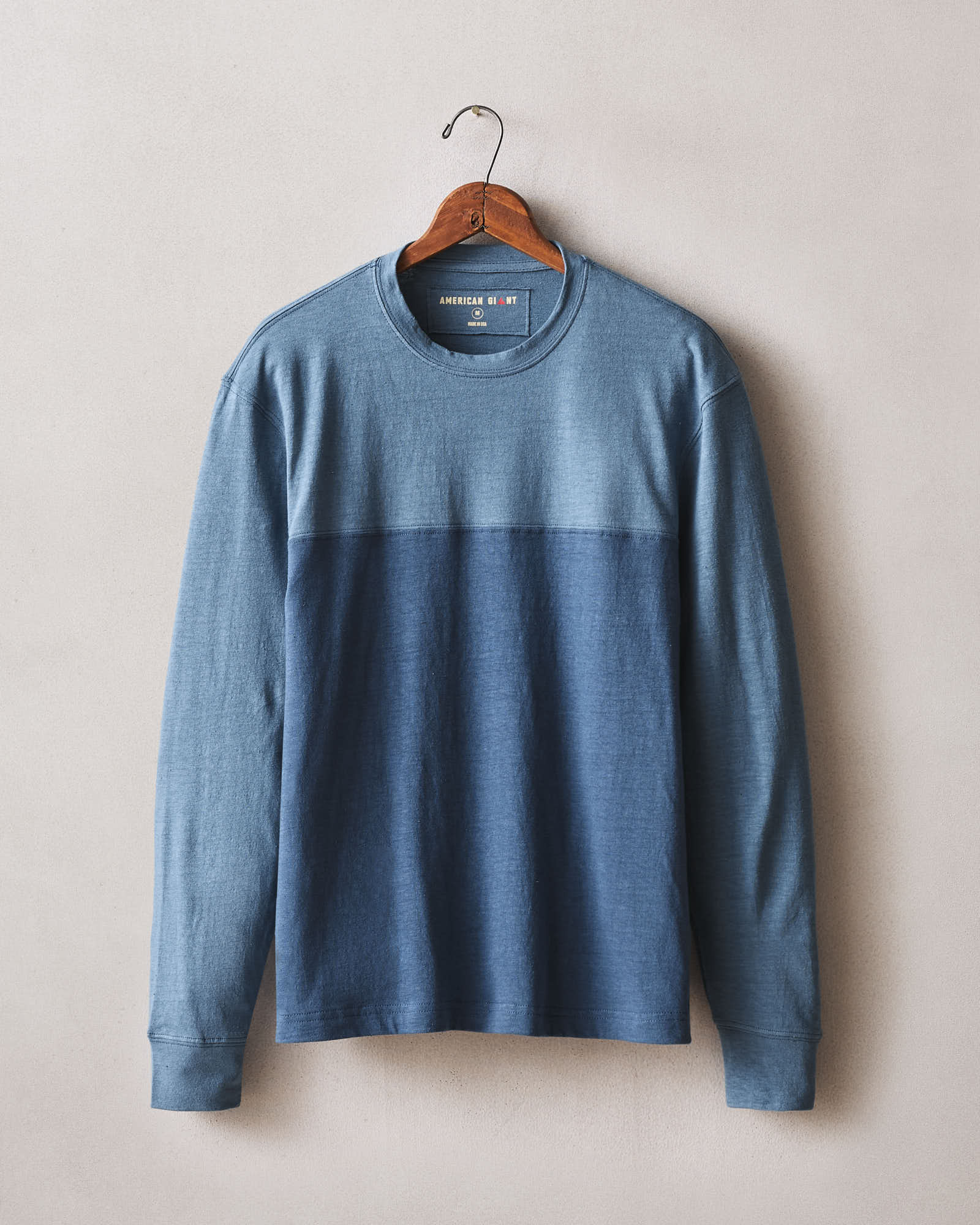 Men's Hemp Colorblock Long Sleeve Tee - Bluefin Dark Denim