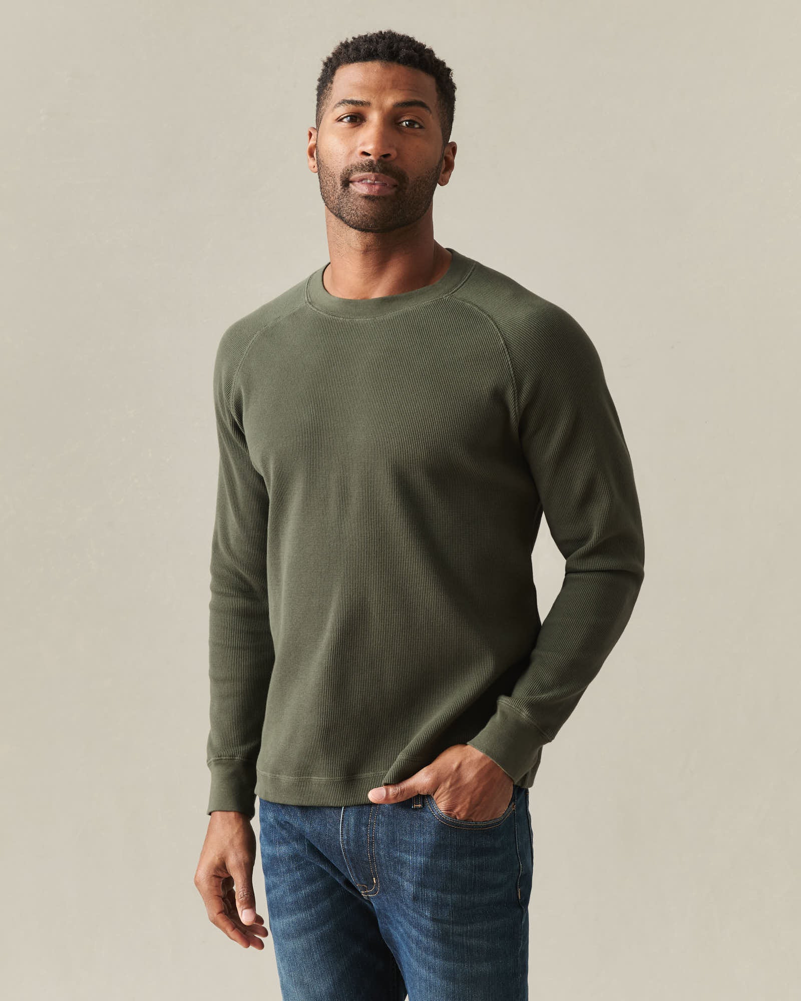 Men's Thermal Long Sleeve Crew Tee - Loden