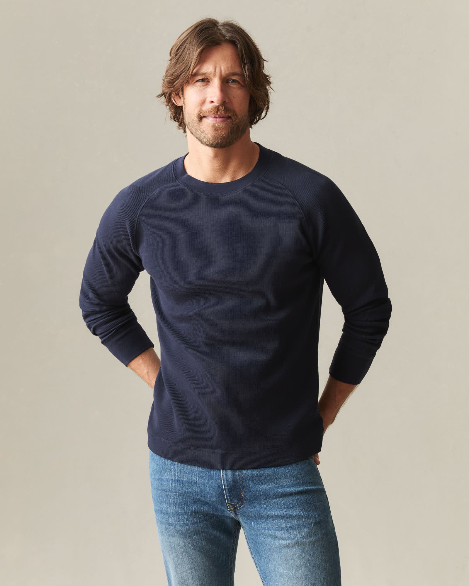 Men's Thermal Long Sleeve Crew Tee - True Navy