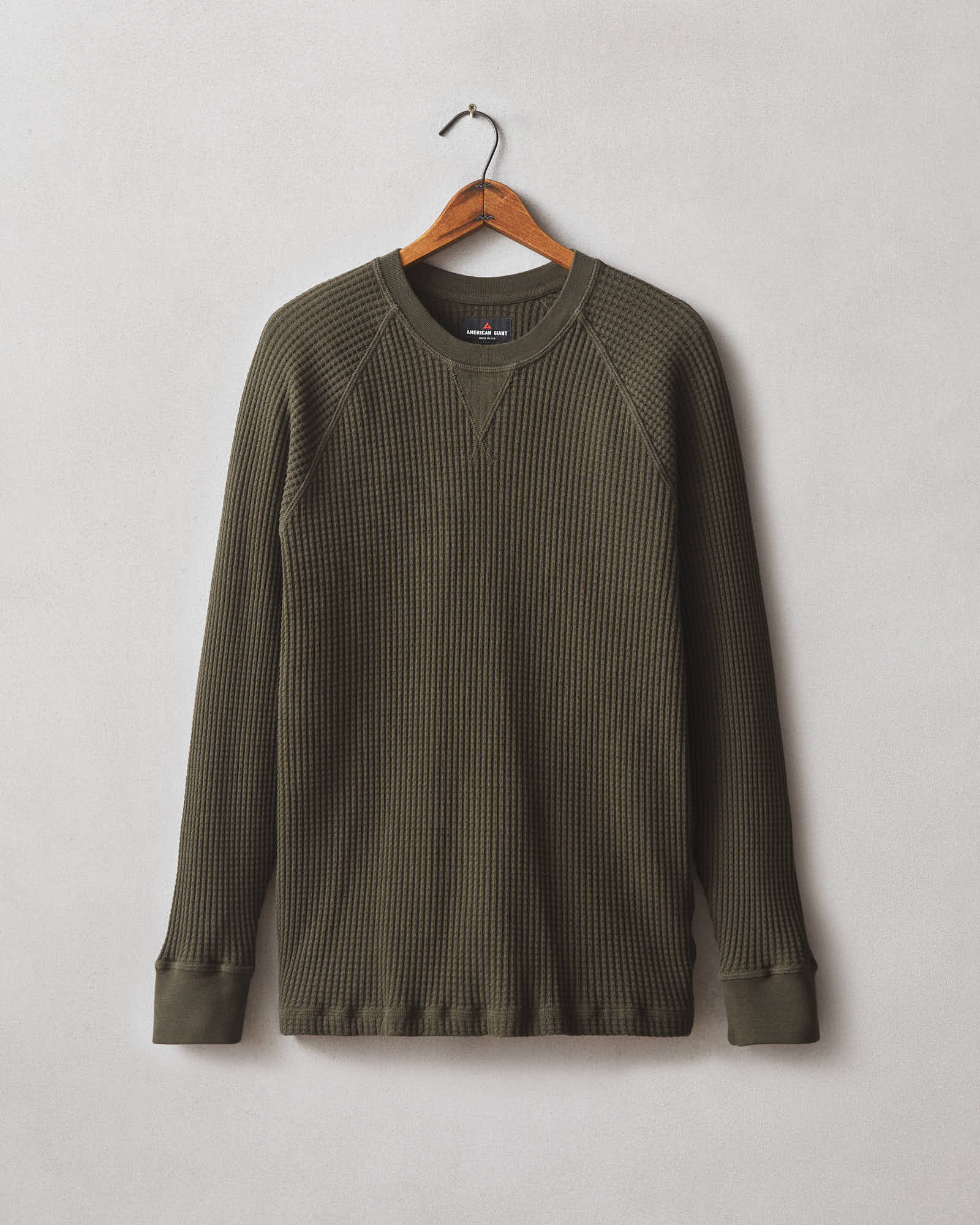 Men's Waffle Long Sleeve Crew - Deep Olive