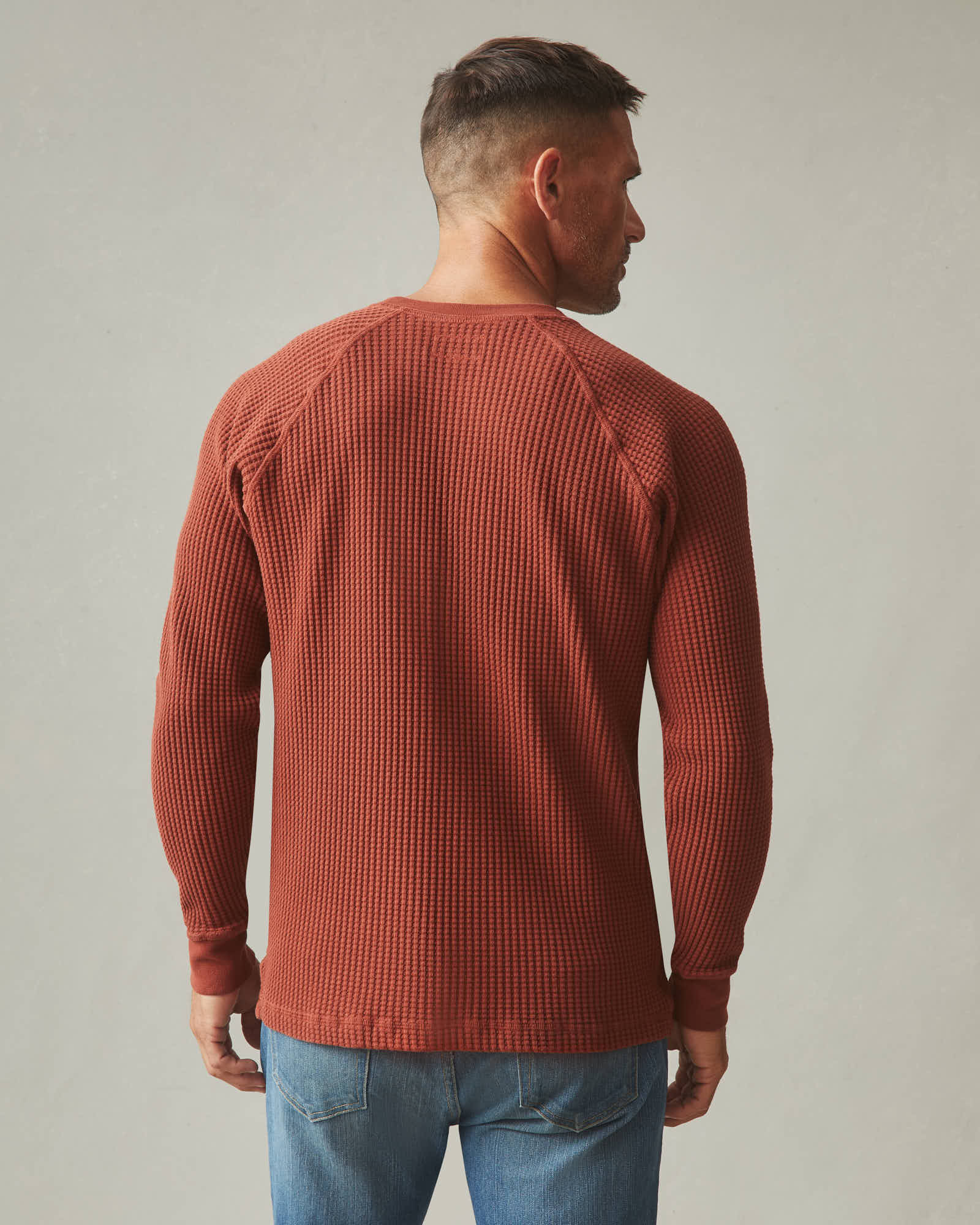 Men's Waffle Crew Long Sleeve - Smoked Paprika