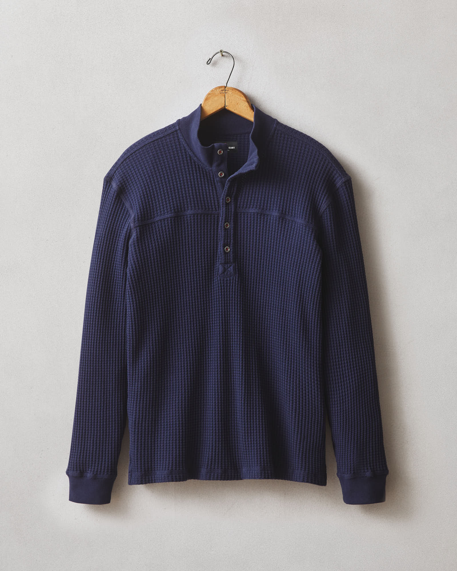 Chemise Henley The American Outdoorsman Homme - Bleu, Maille Gaufrée, Manches Longues, Taille M