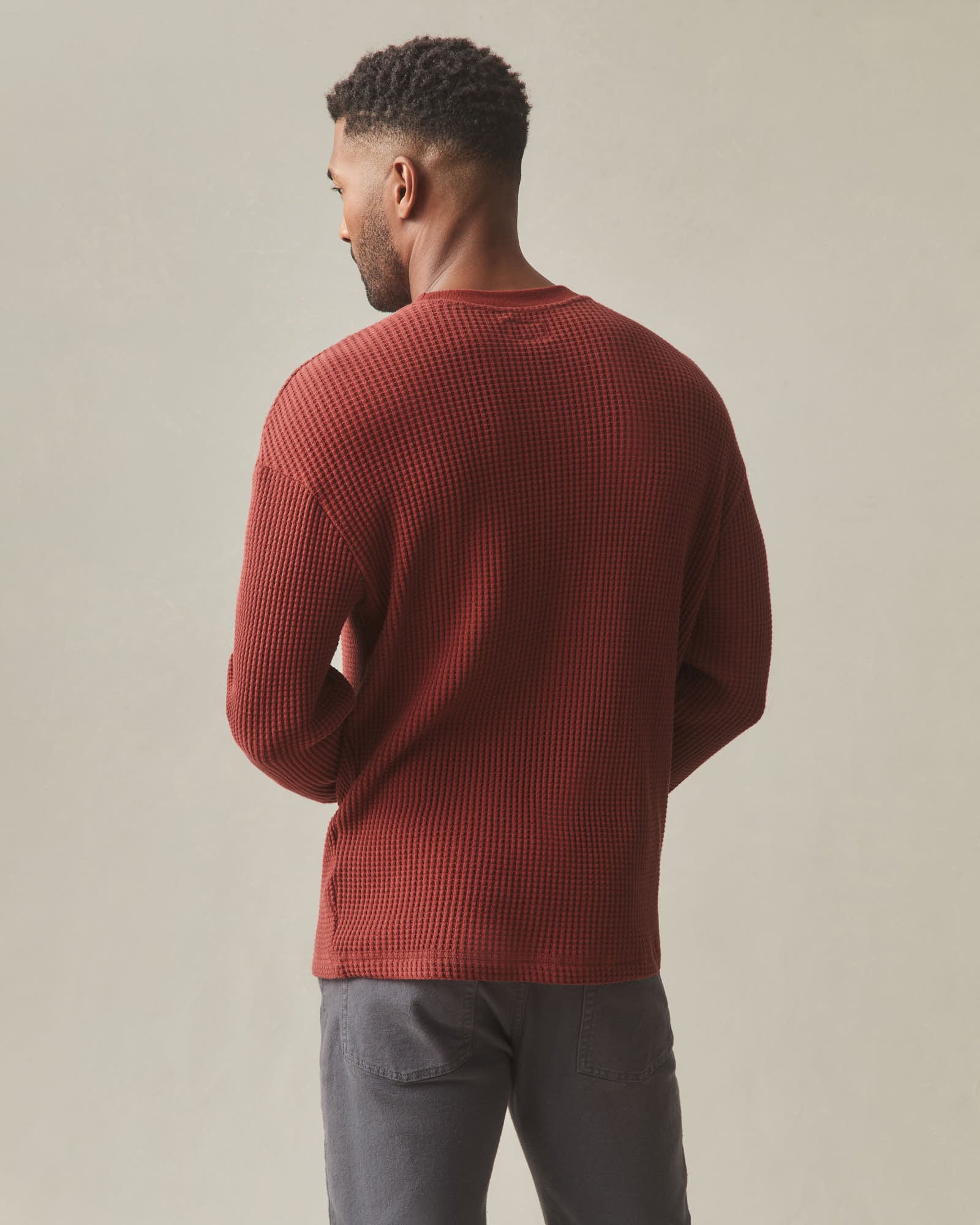 Men's Waffle Pocket Long Sleeve - Russet Brown