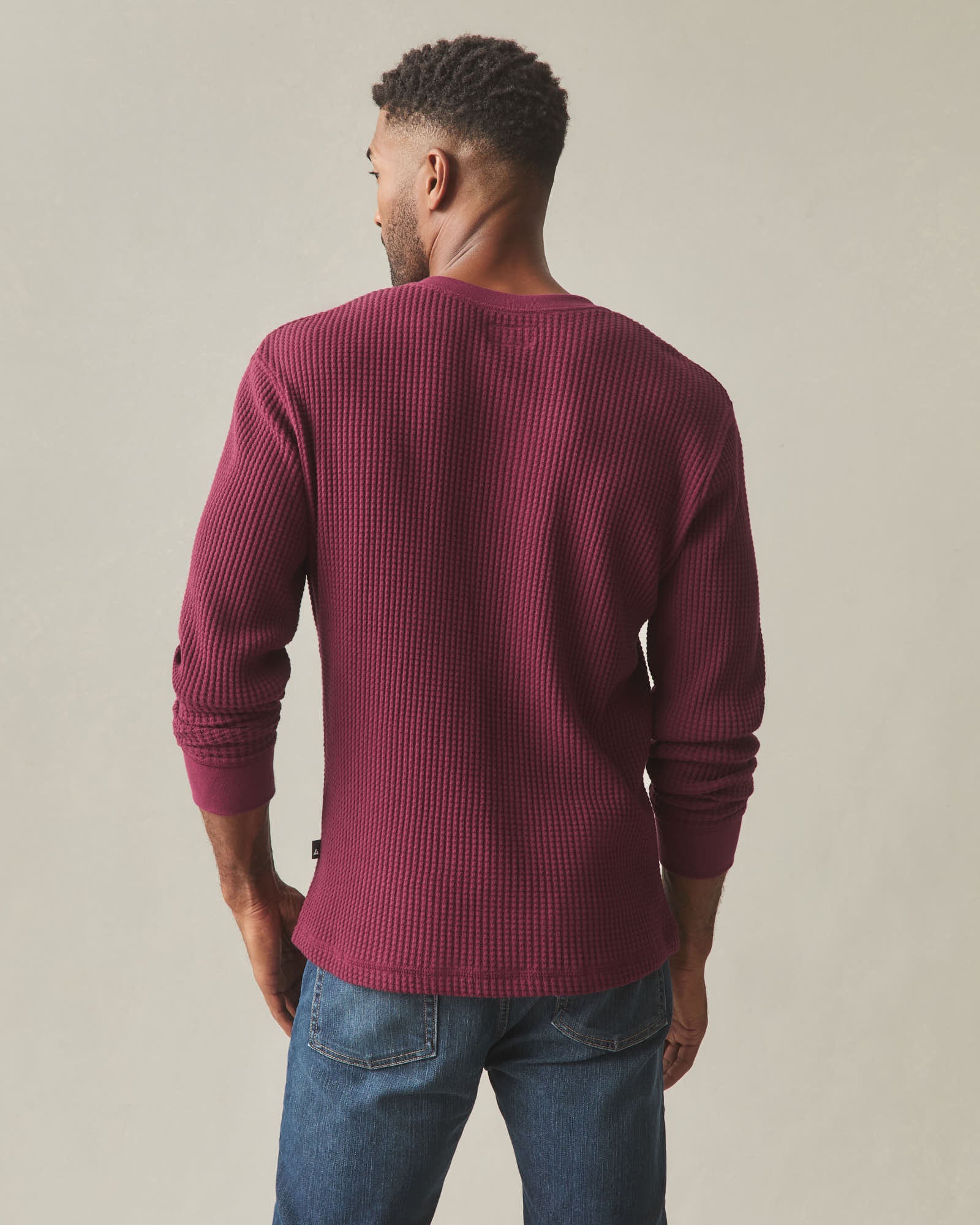 AMERICANA  HENLEY ワッフルプルオーバー Men's Waffle Long Sleeve Henley - Spiced Apple