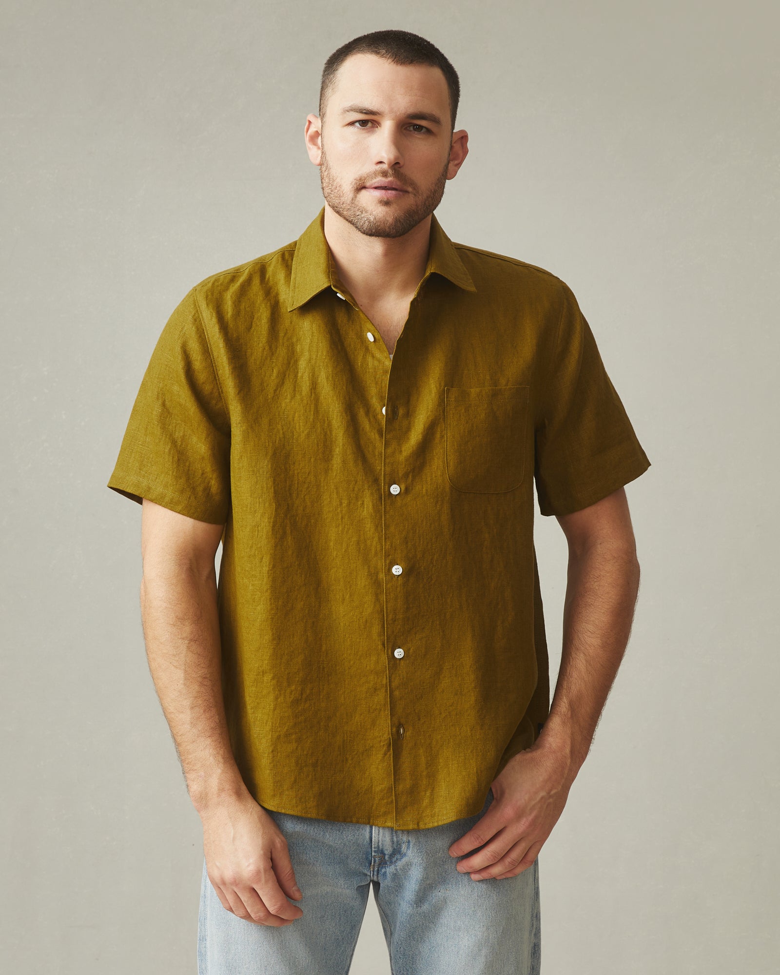 long sleeve white lace dress Men's Linen Shirt