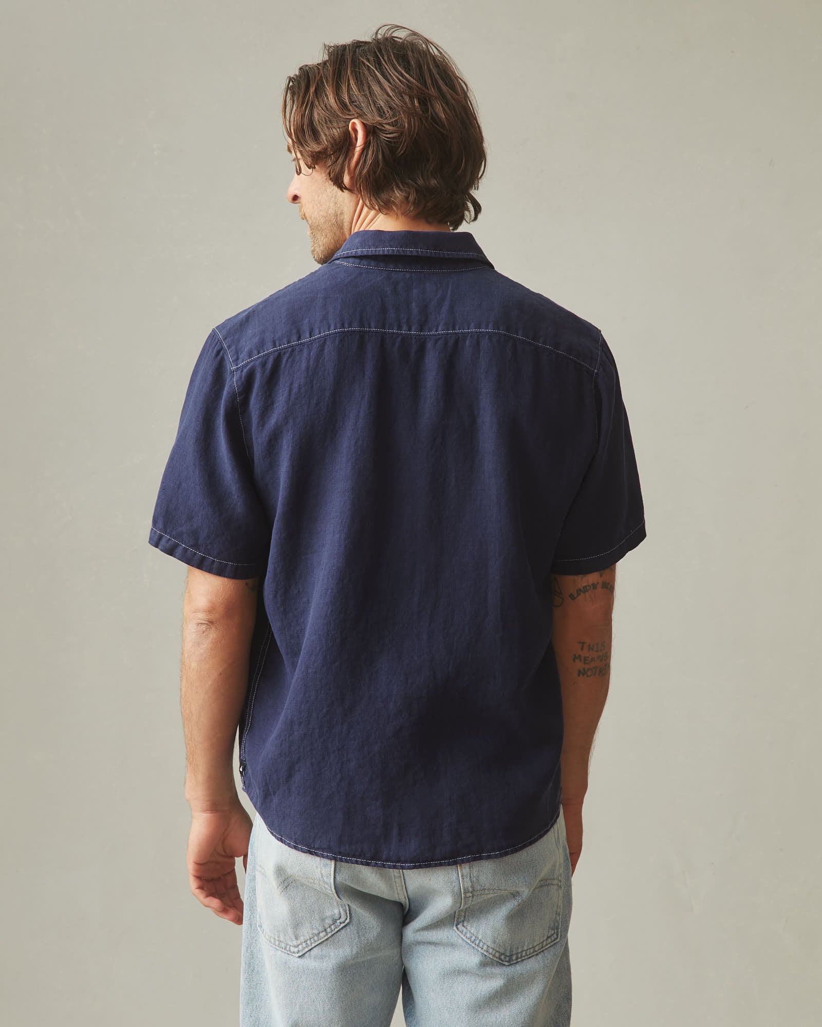 Men's Linen Shirt - True Navy