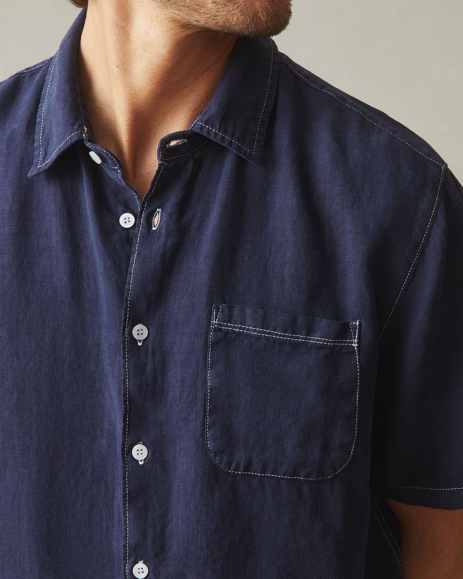 Men's Linen Shirt - True Navy