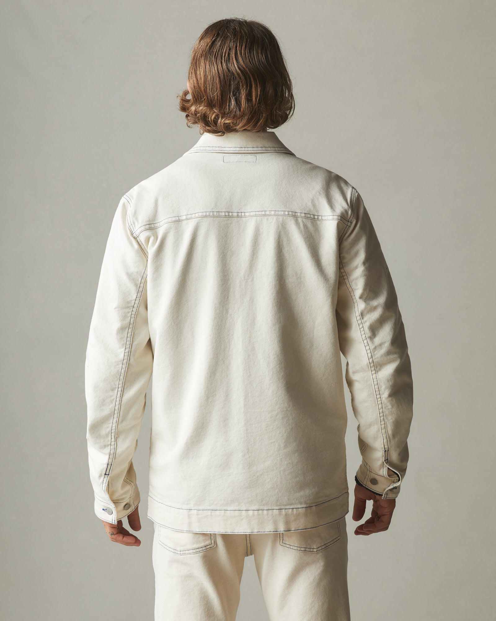 Unisex Roughneck Chore Jacket - Contrast Stitch - PFD Natural