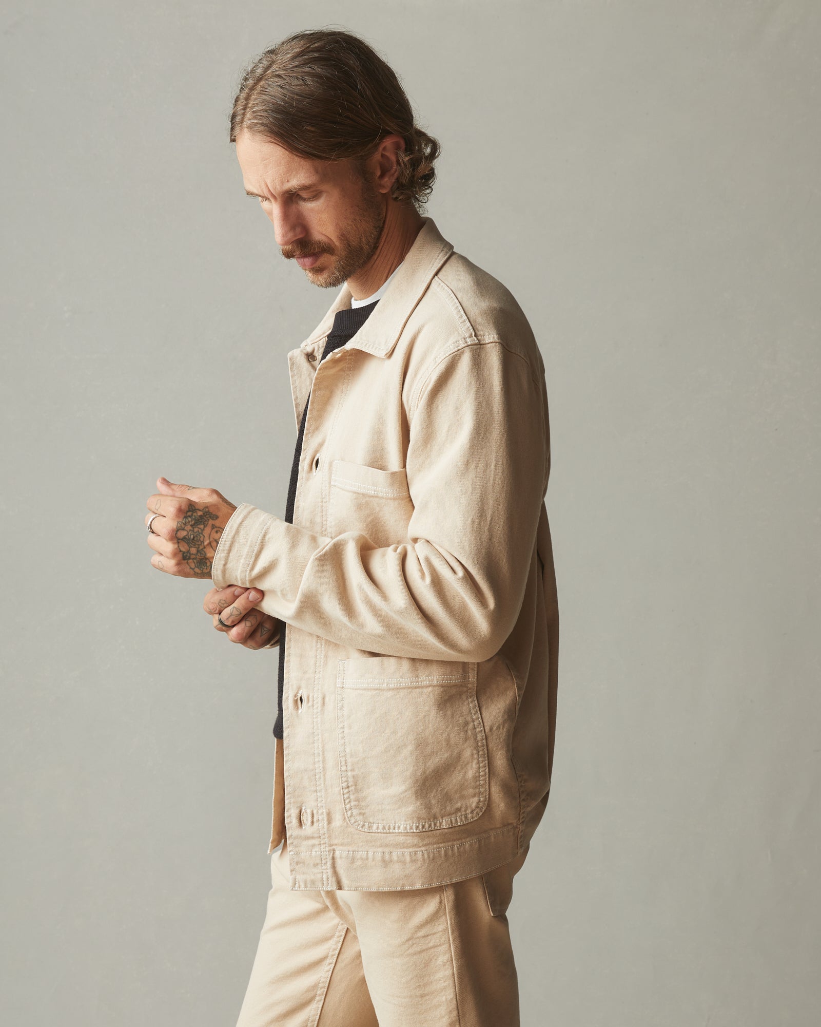 Roughneck Chore Jacket Contrast Stitch Toasted Sesame