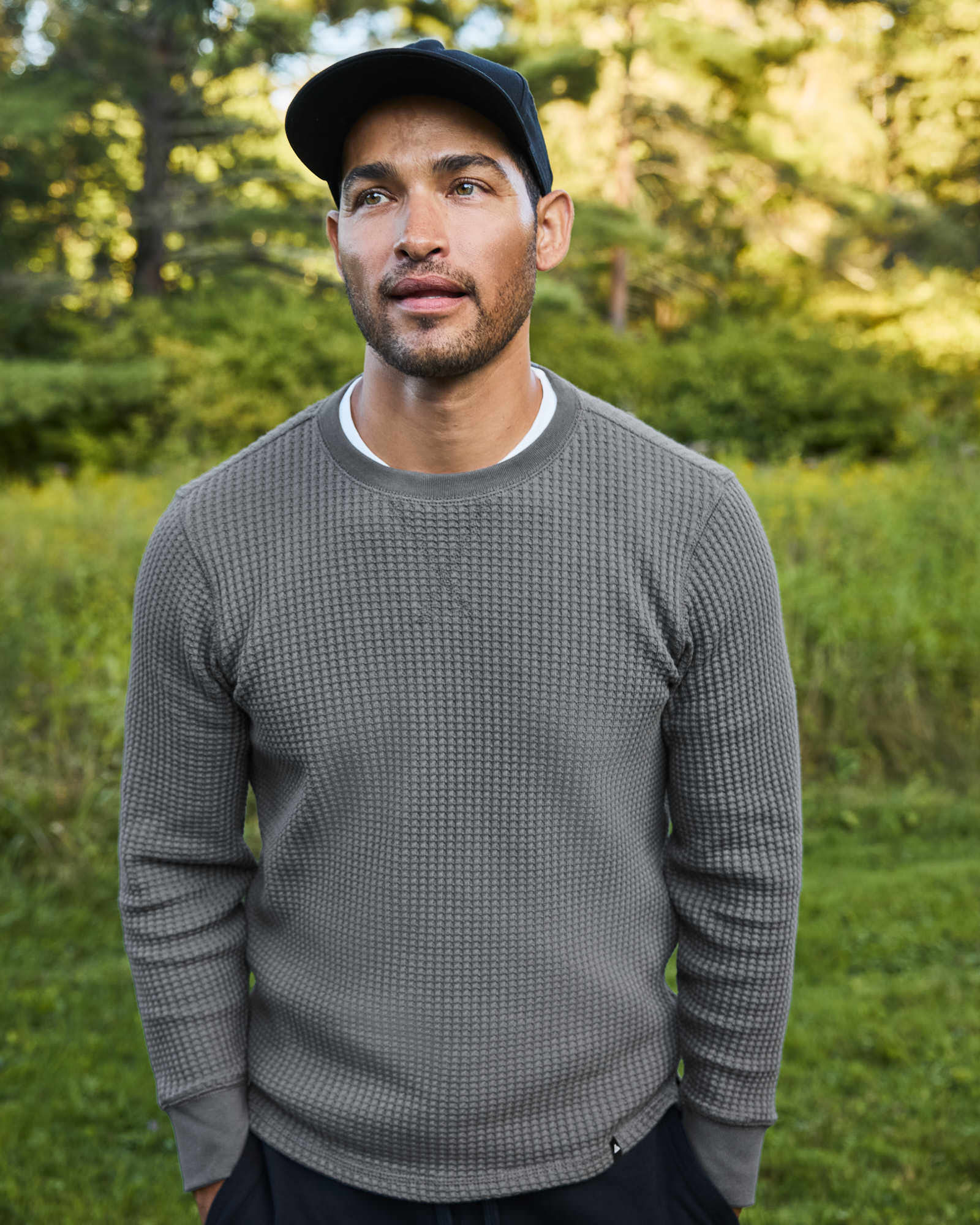 Men's Waffle Long Sleeve Crew - Slate