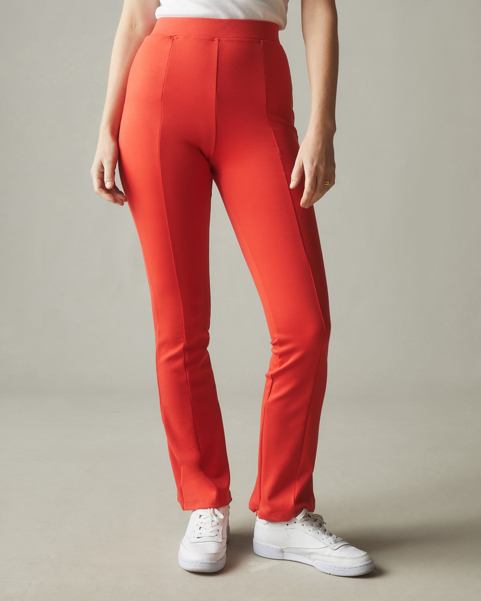 Ponte Zip Flare Pant - Active Red