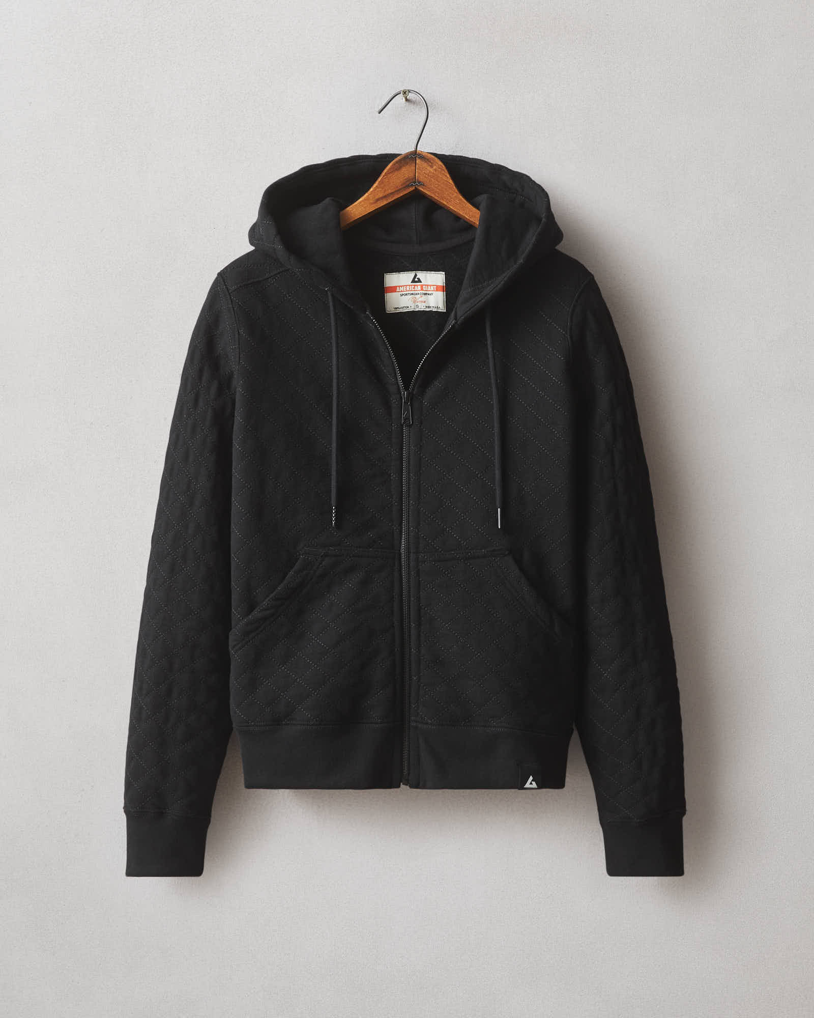 Diamond Stitch Relaxed Classic Full Zip Black