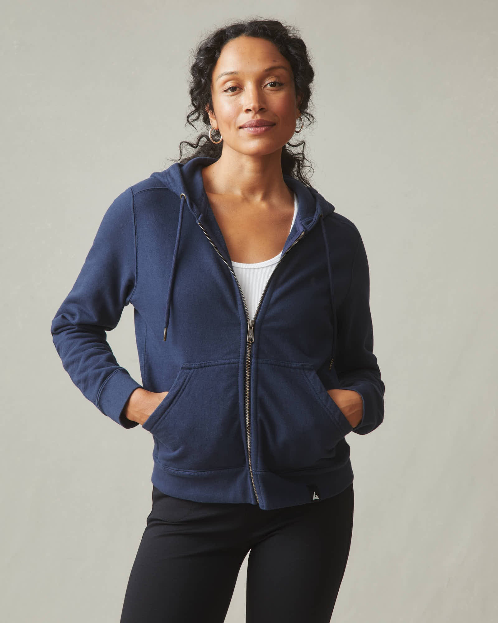Women's Relaxed Classic Full Zip Oxford Blue - Main Image