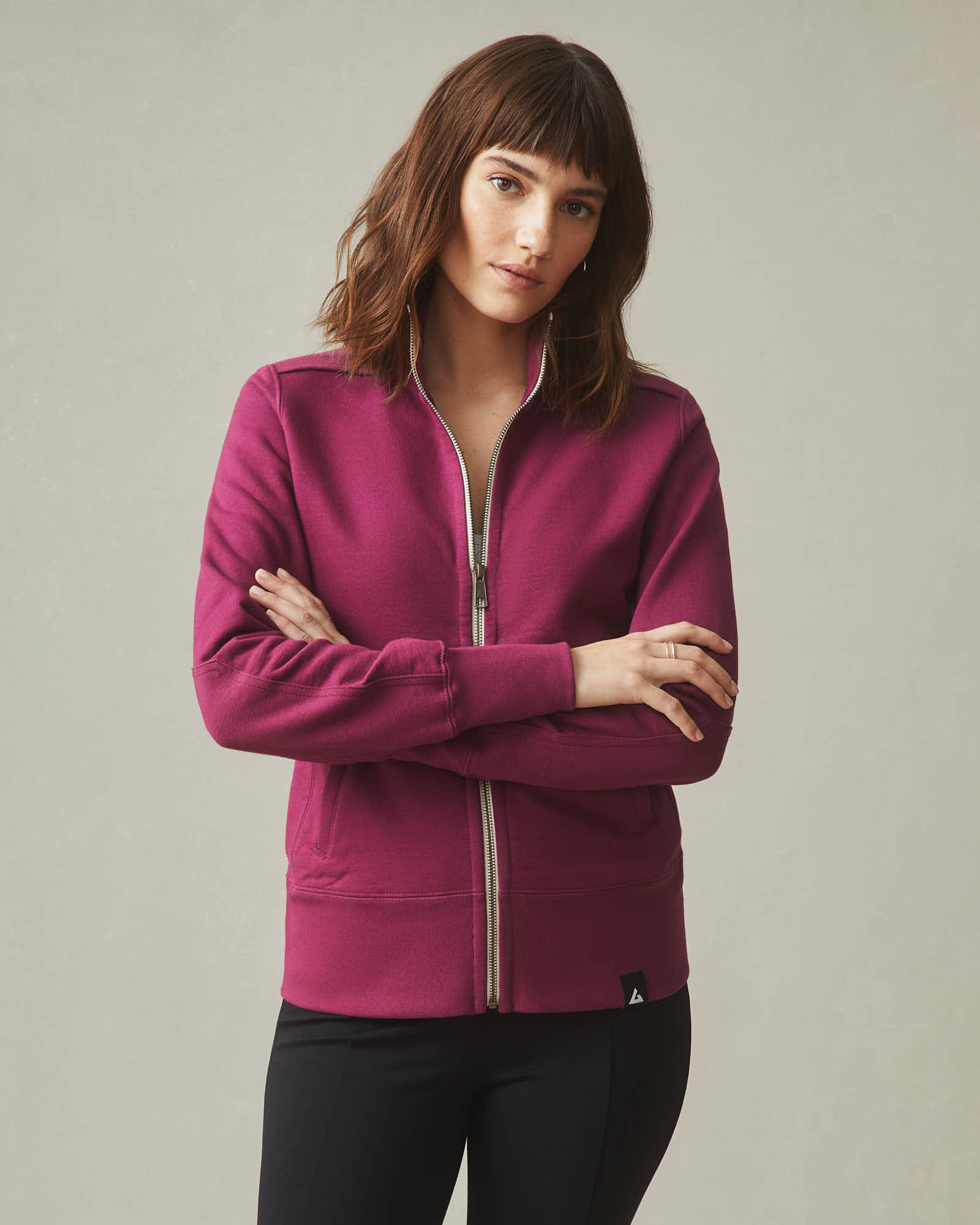 Women s Hoodie Moto Full Zip Plum by American Giant Made in The USA Size M