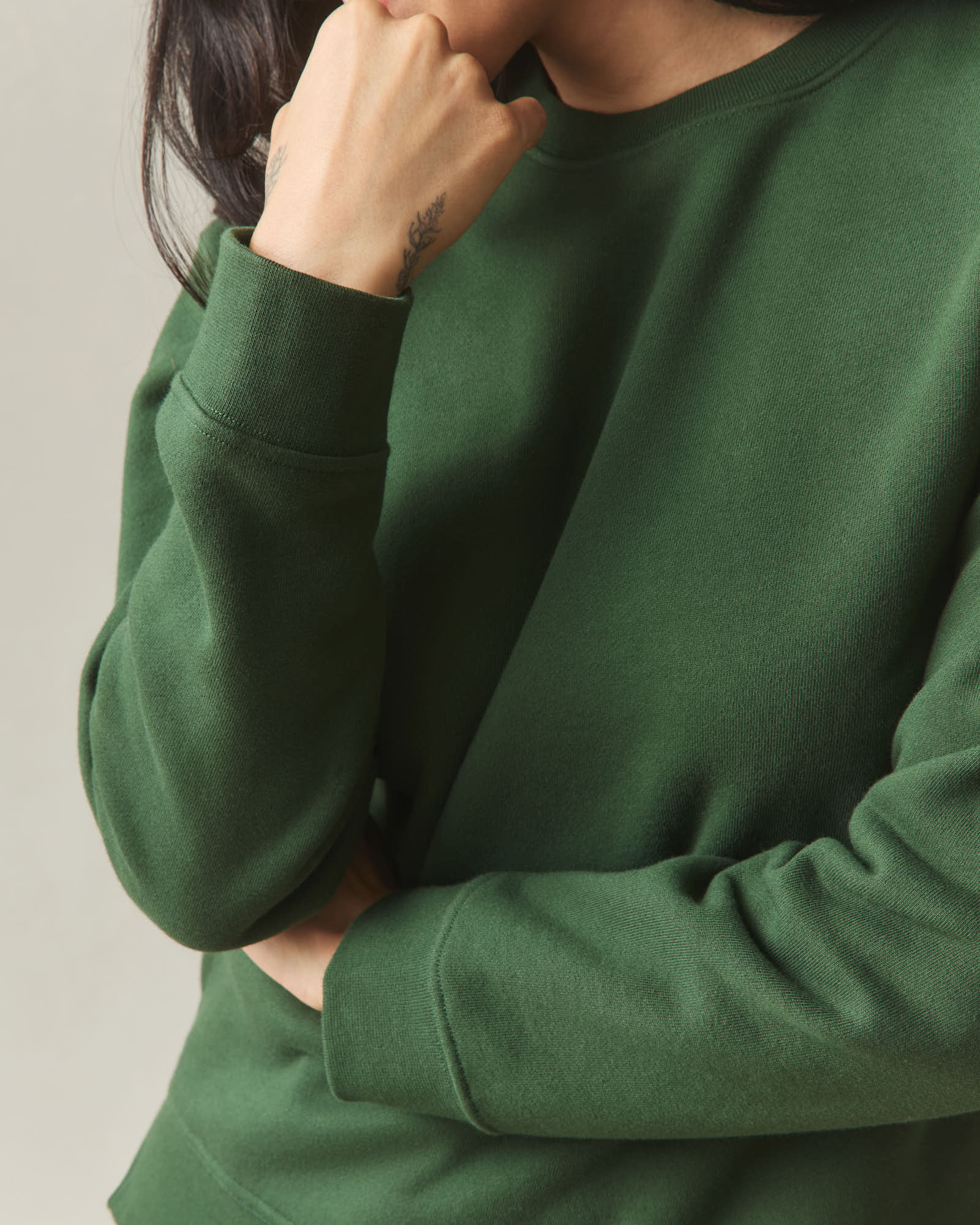 Women's Midweight Crewneck - Green Moss