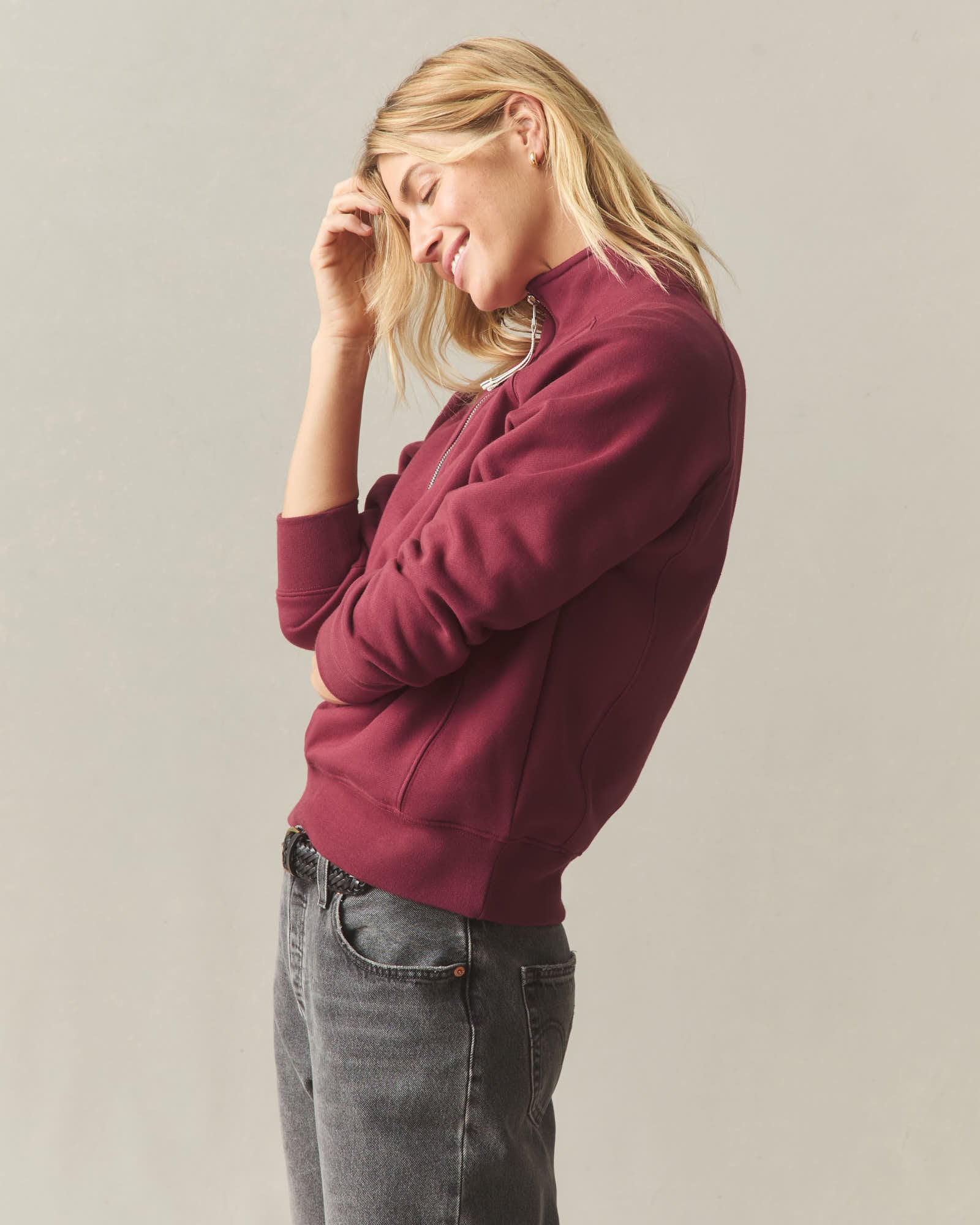 Women's Midweight Half Zip - Pomegranate