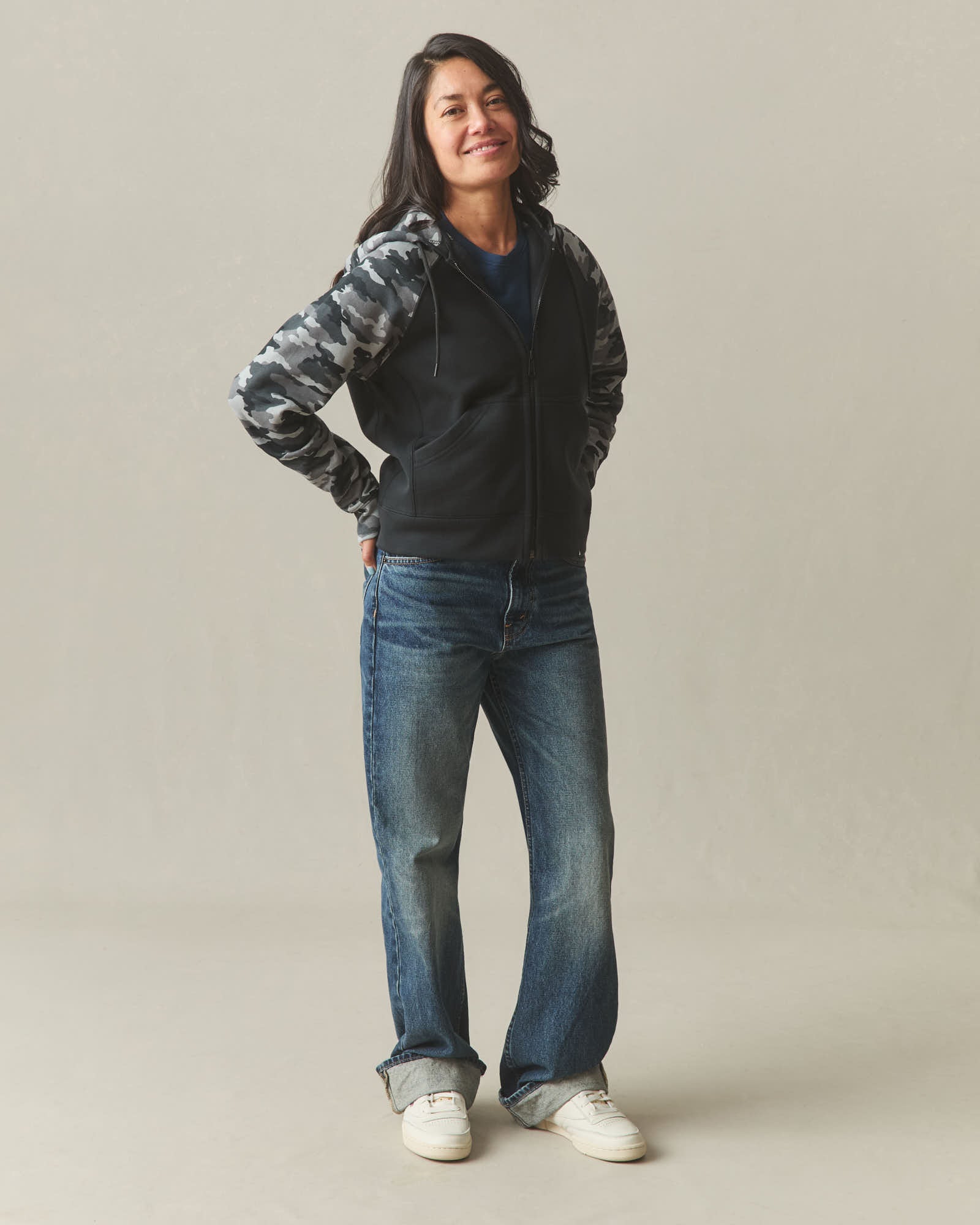 Women's Raglan Classic Full Zip - Black Camo