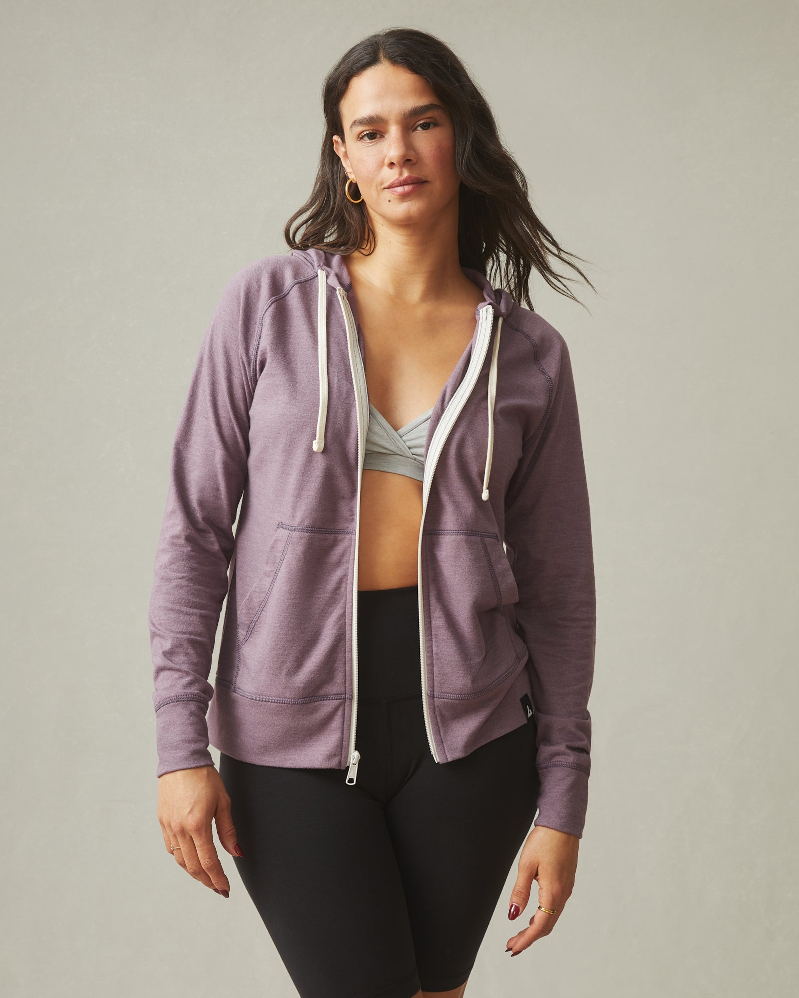 DOUBLJU Women's Lightweight Thin Zip-Up Hoodie Jacket - 3-Color Block, Plus Size Available