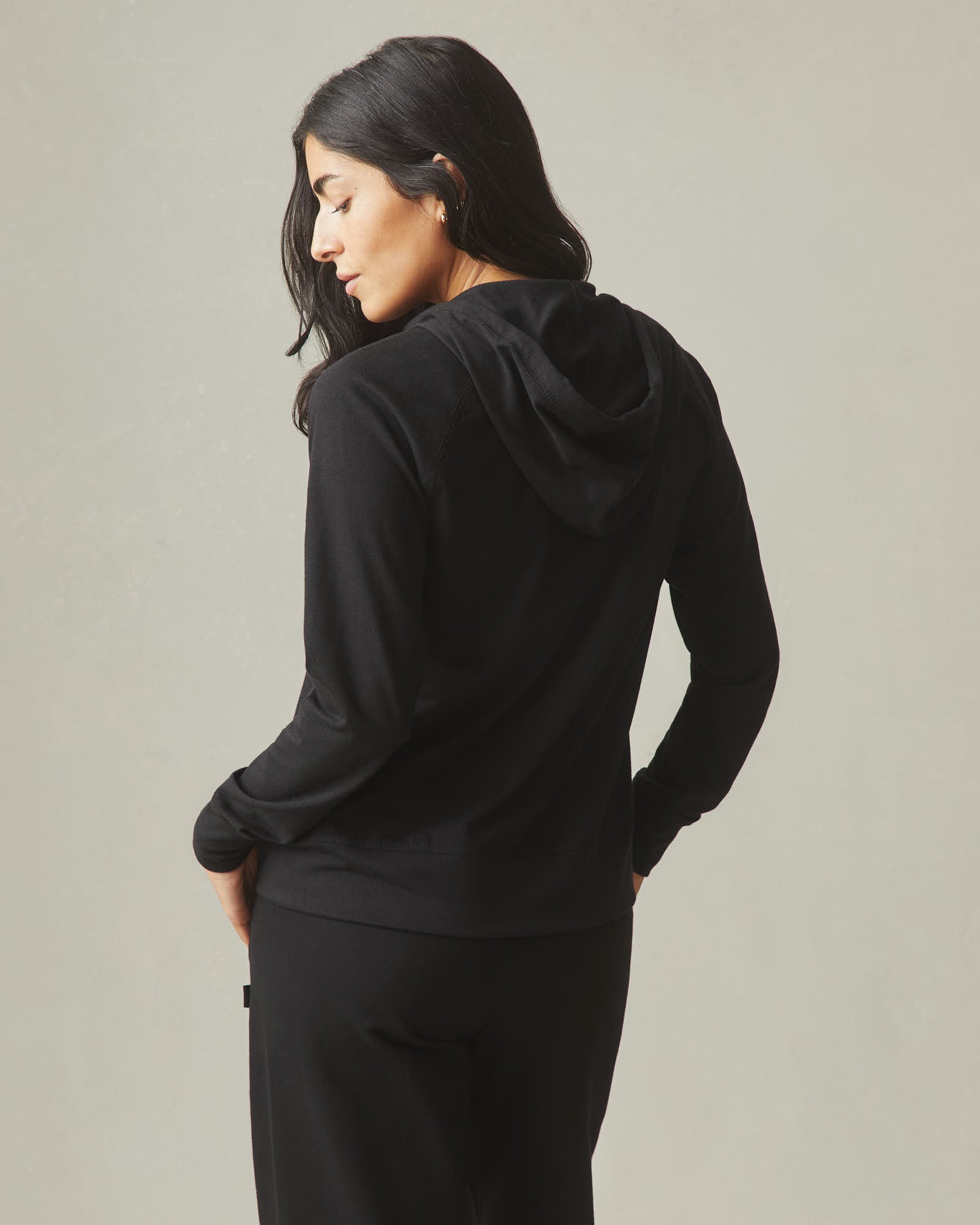 Women's Lightweight Full Zip - Black Solid