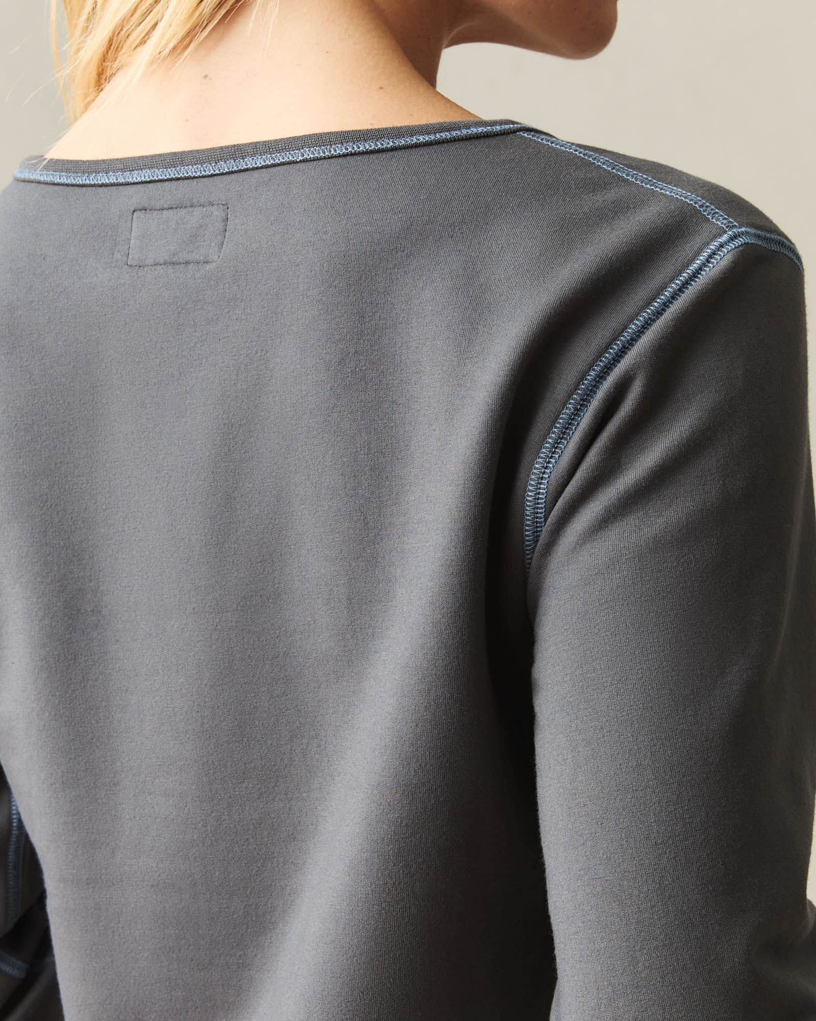 Women's Modal Fleece V-Notch Top - Grey Pinstripe