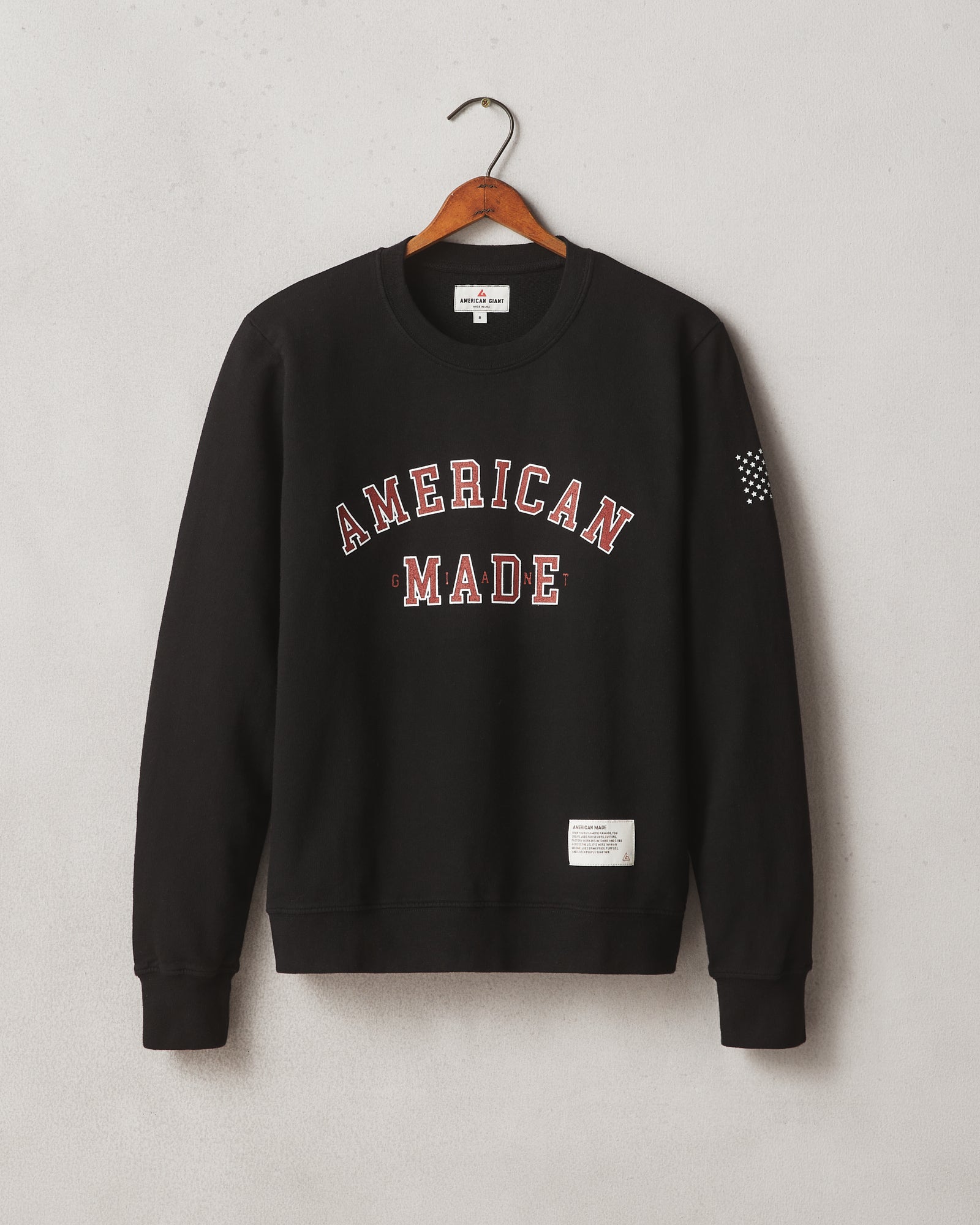 Women's French Terry Crew American Made Black - Main Image