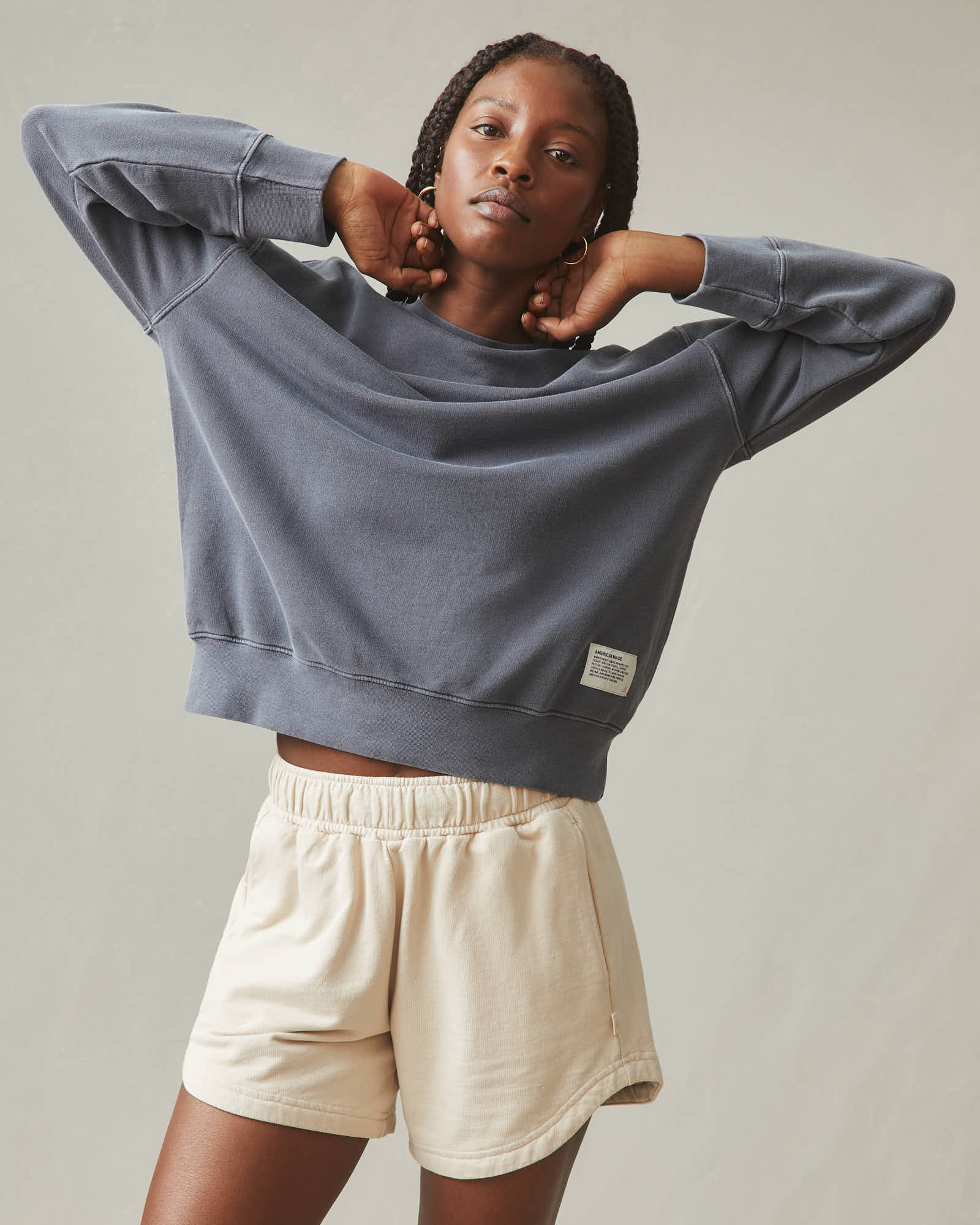 Women's Relaxed French Terry Crew - Metropolitan Grey