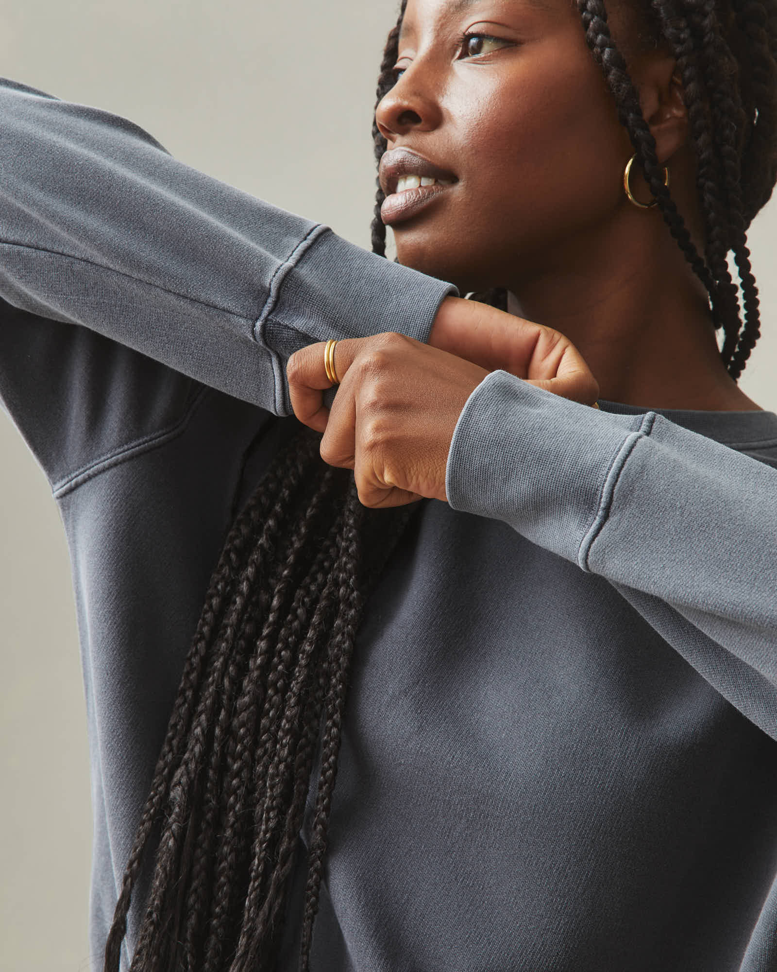 Women's Relaxed French Terry Crew - Metropolitan Grey