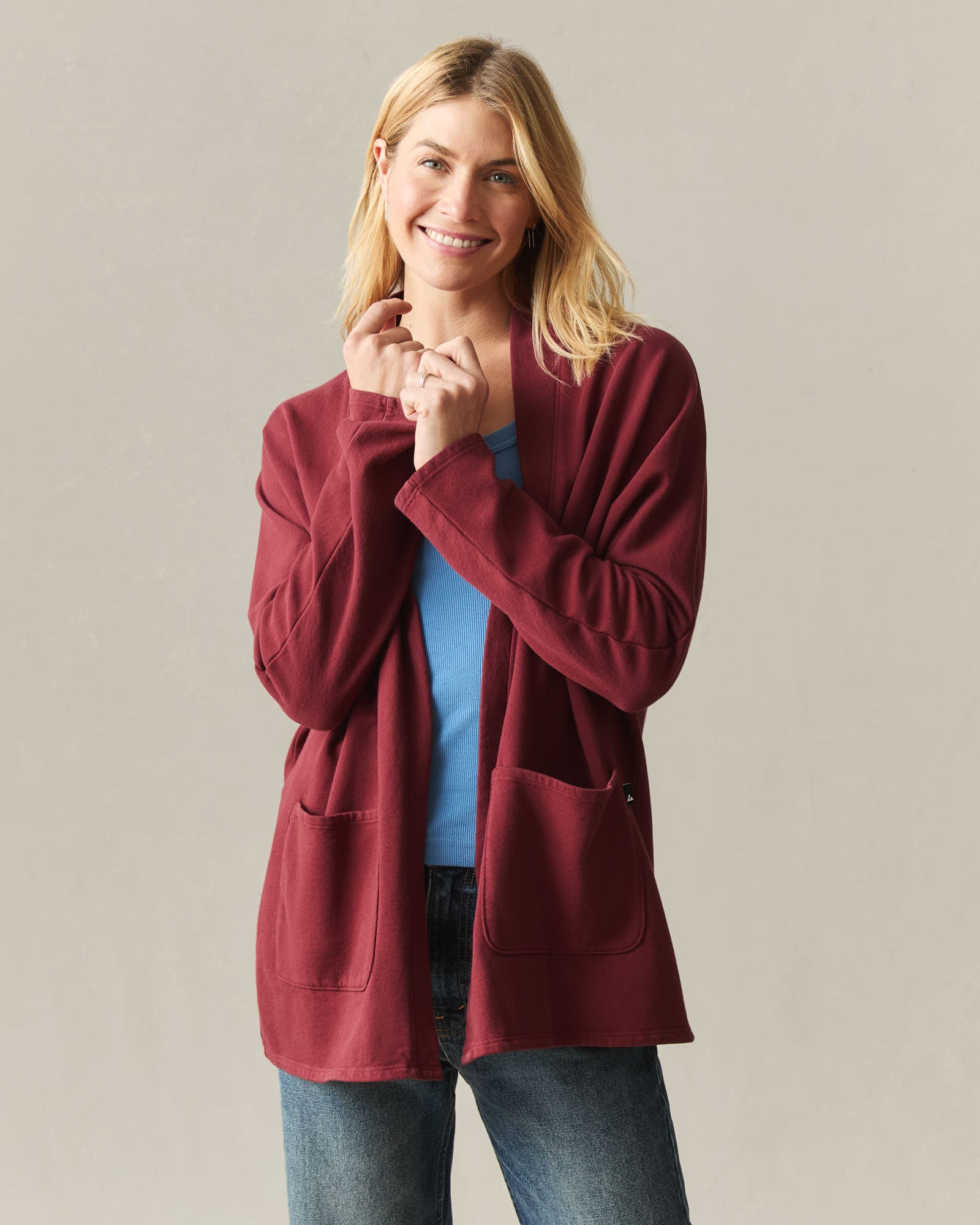 Women's French Terry Cardigan - Syrah