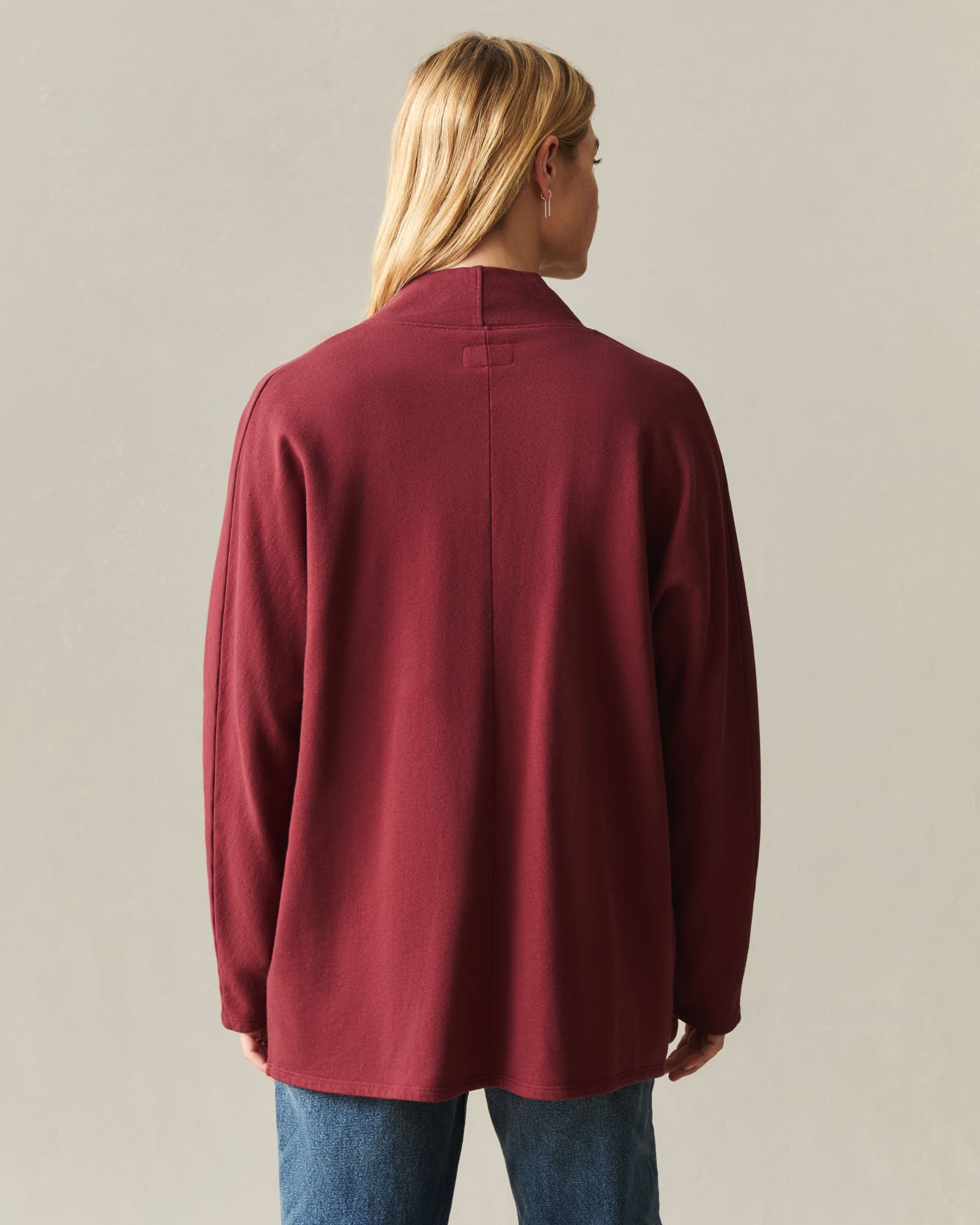 英　JOSEPH &CHEANEY Wardour 7F Burgandy Women's French Terry Cardigan - Syrah