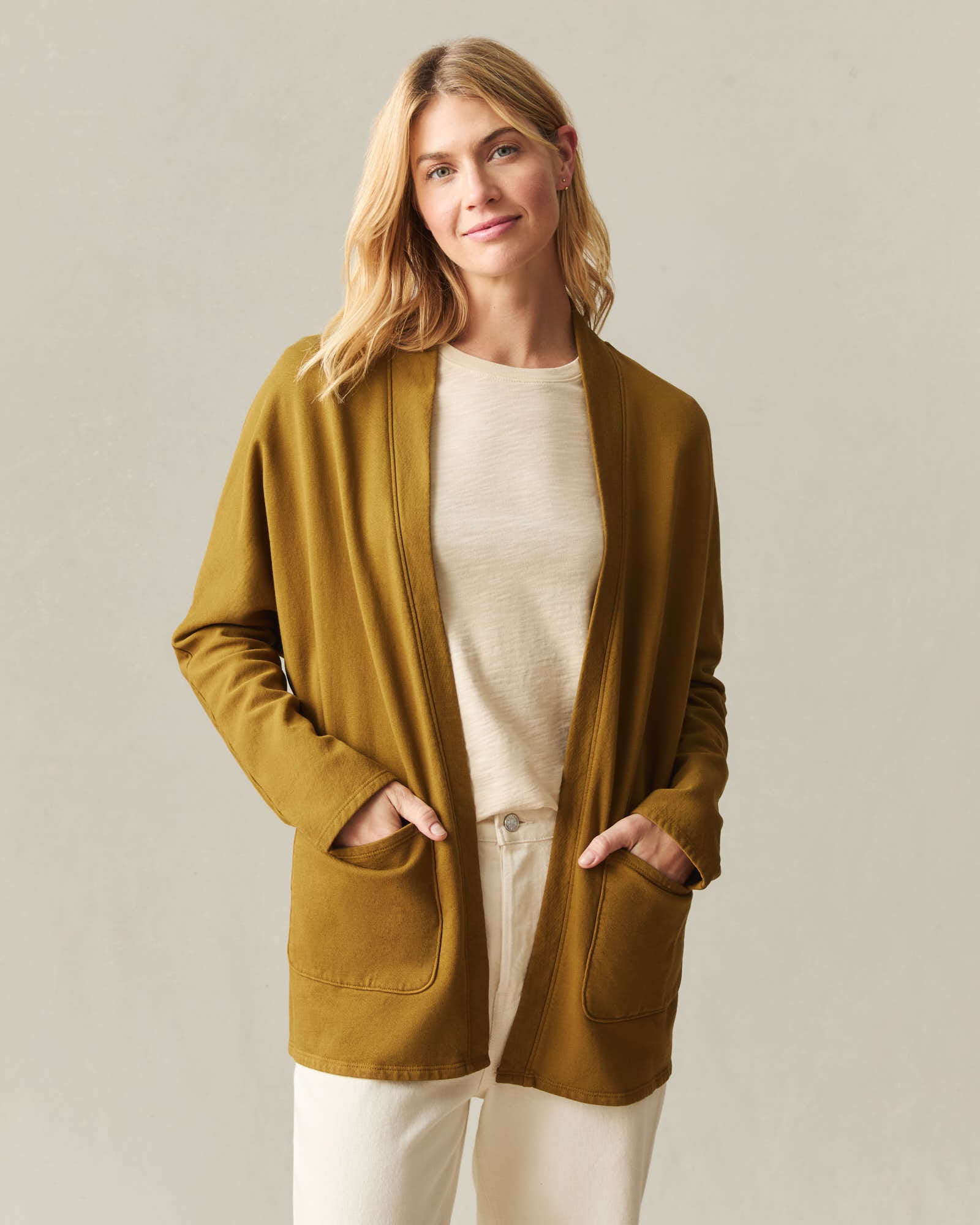 フィーニー pheeny French terry cardigan Women's French Terry Cardigan - Tapenade