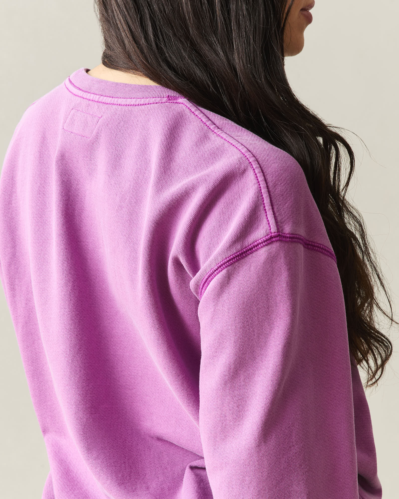 Women's Relaxed French Terry Crew - Cattleya Orchid
